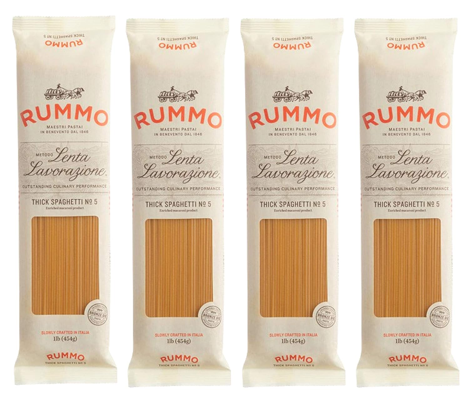 Generic Rummo Lenta Lavorazione Dicke Spaghetti Nr. 5, 0,5 kg (4 Stück)