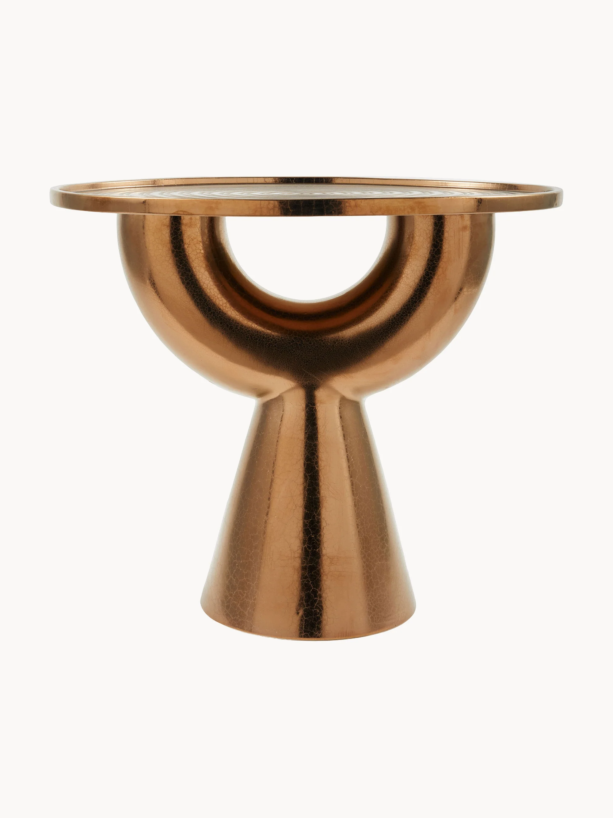 POLSPOTTEN Anish round ceramic side table, Light brown