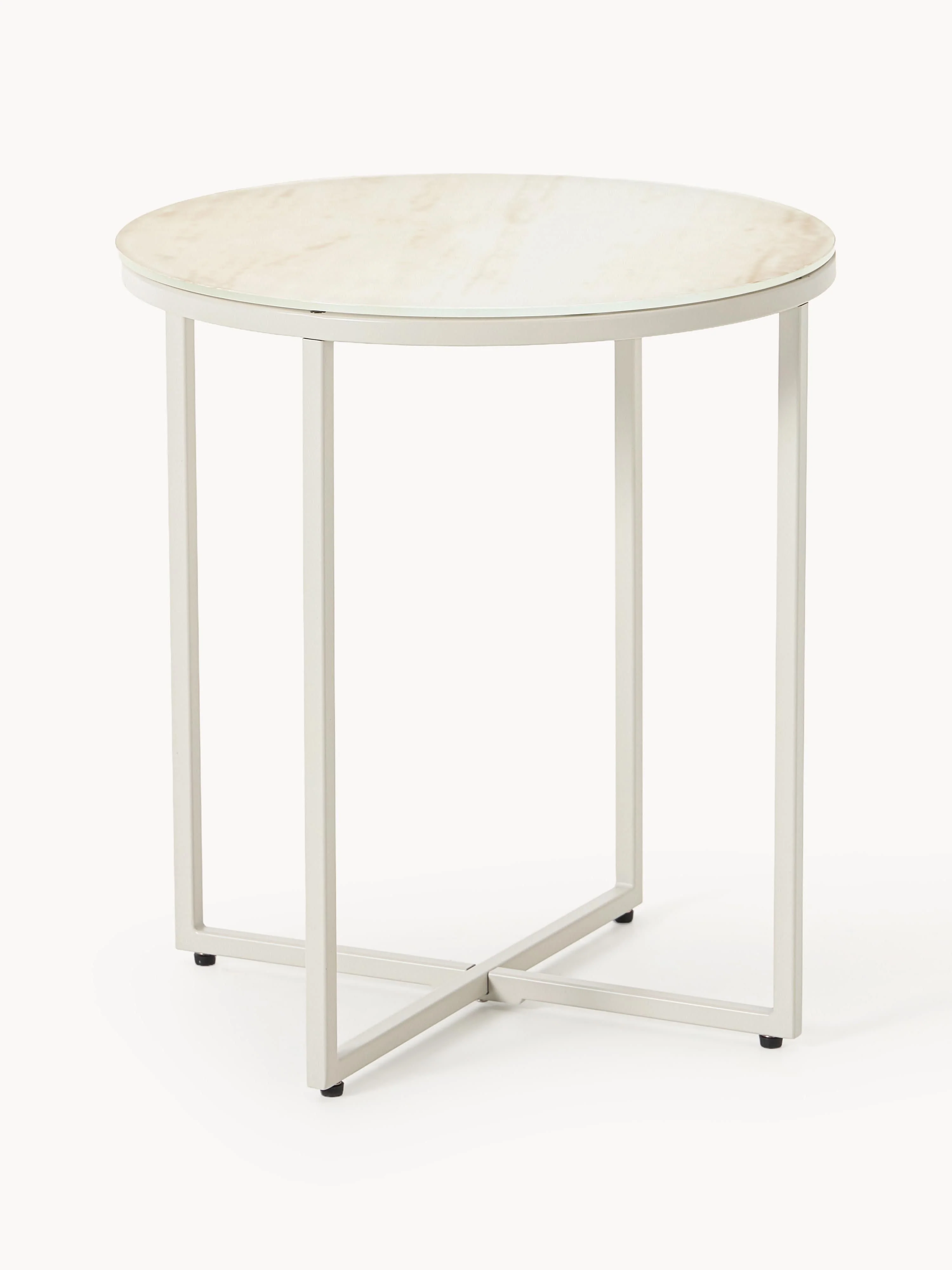 Westwing Collection Antigua round side table with glass top in marble look