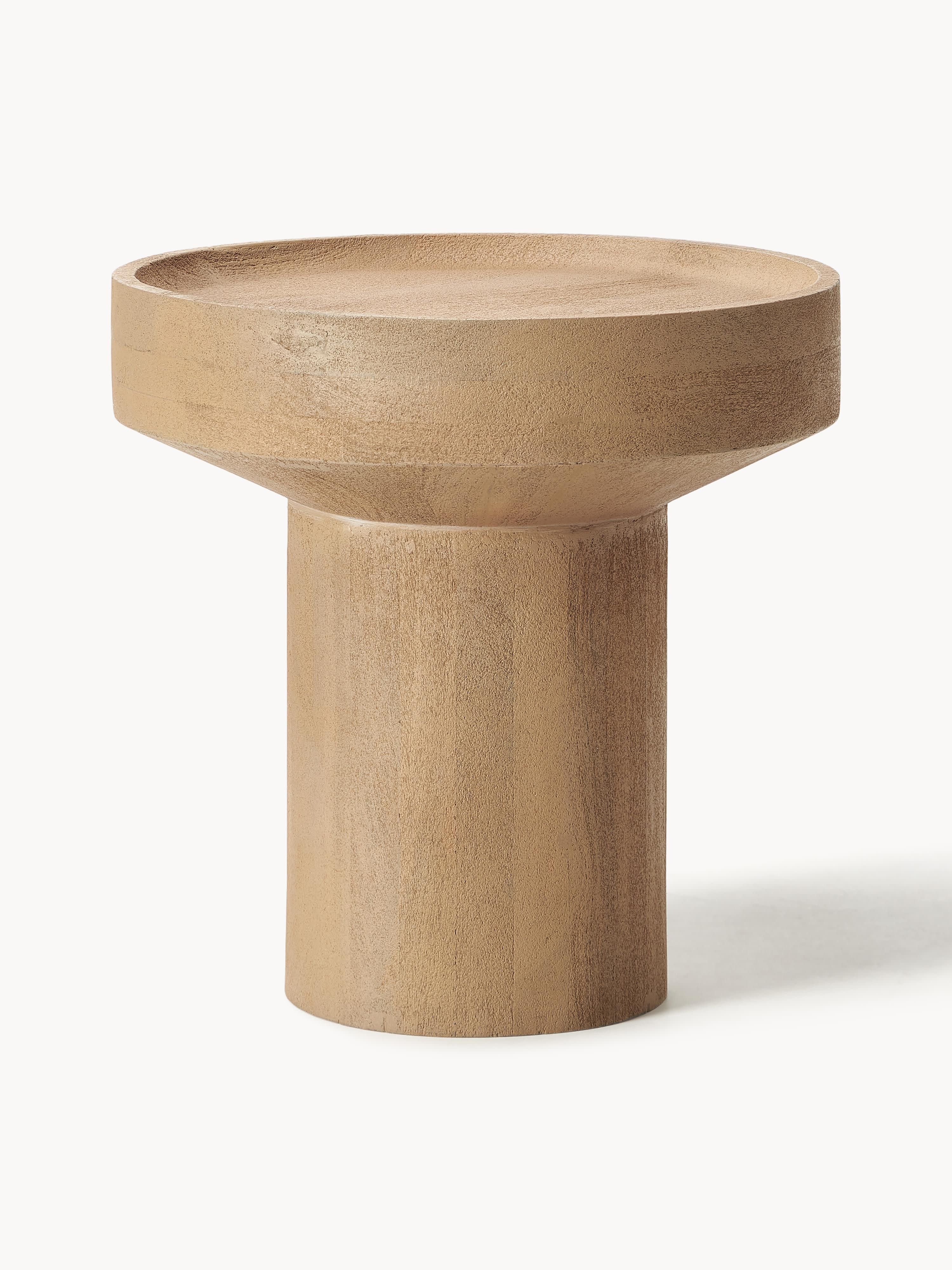 Westwing Collection Benno round side table made of mango wood, Mango wood, light