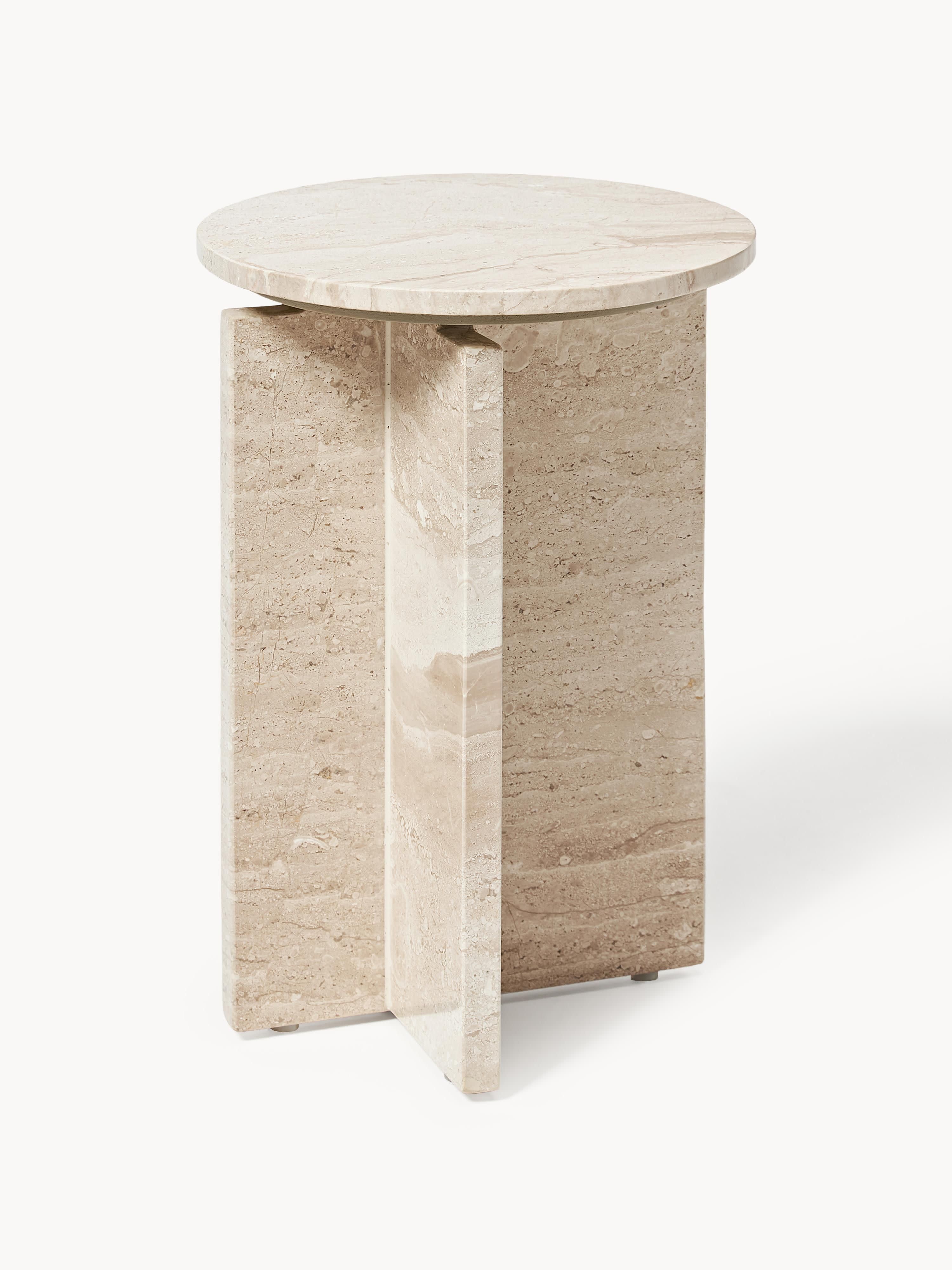 Westwing Collection Marisa round side table made of travertine