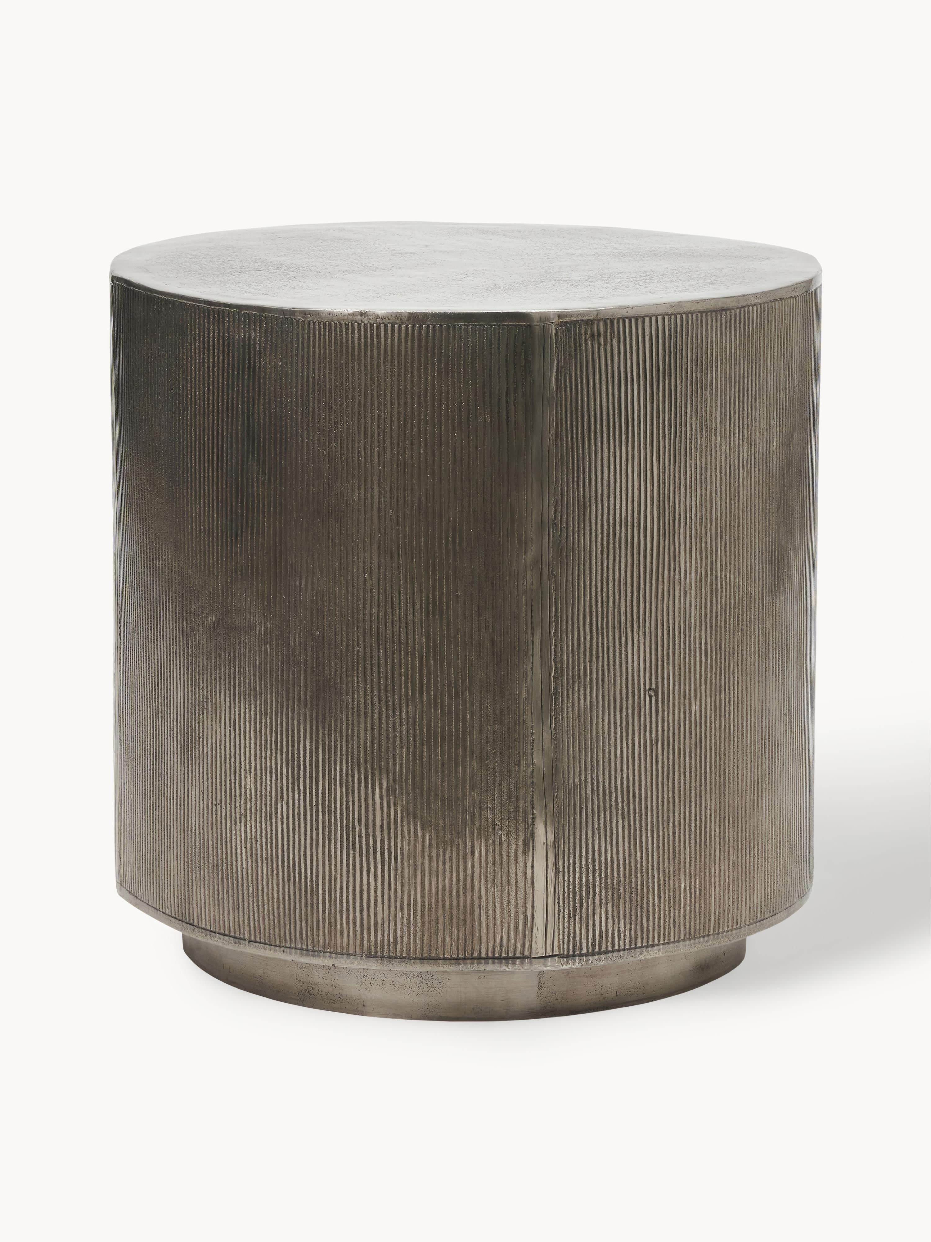 House Doctor Rota round side table with ribbed front, Greige, silver