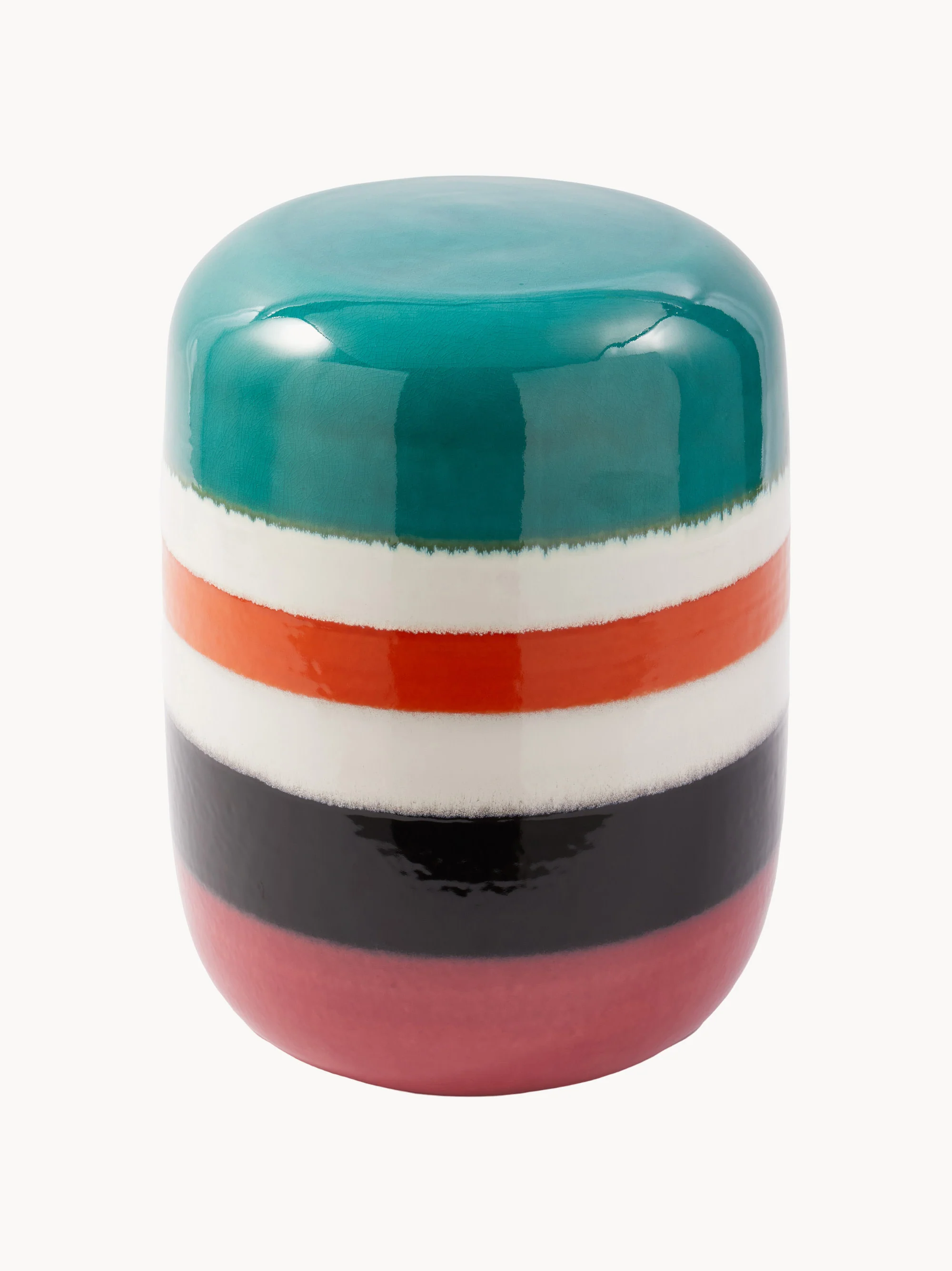 POLSPOTTEN Round side table Striped Pill, handmade