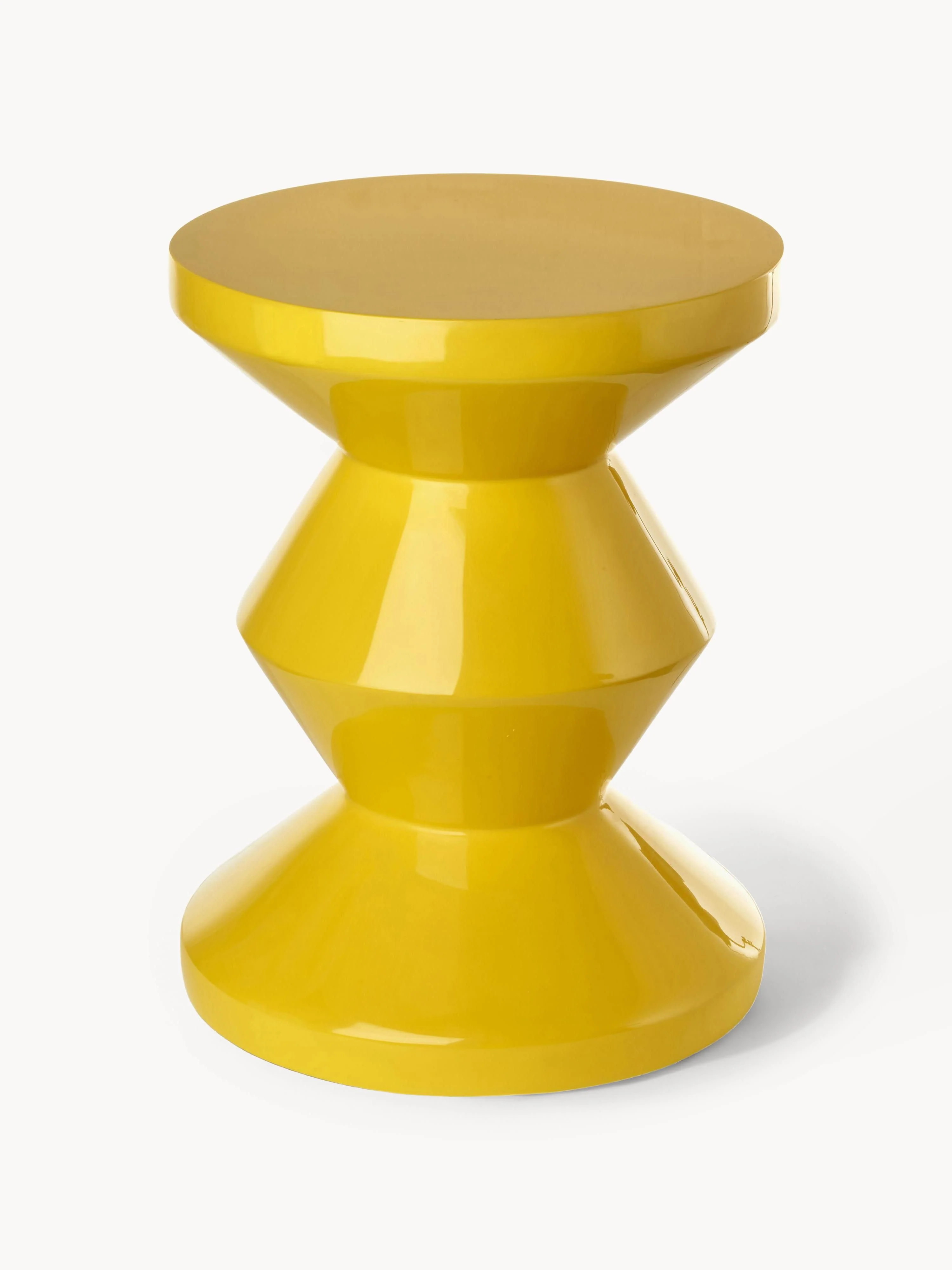 POLSPOTTEN Zig Zag round side table, Sunny yellow, glossy