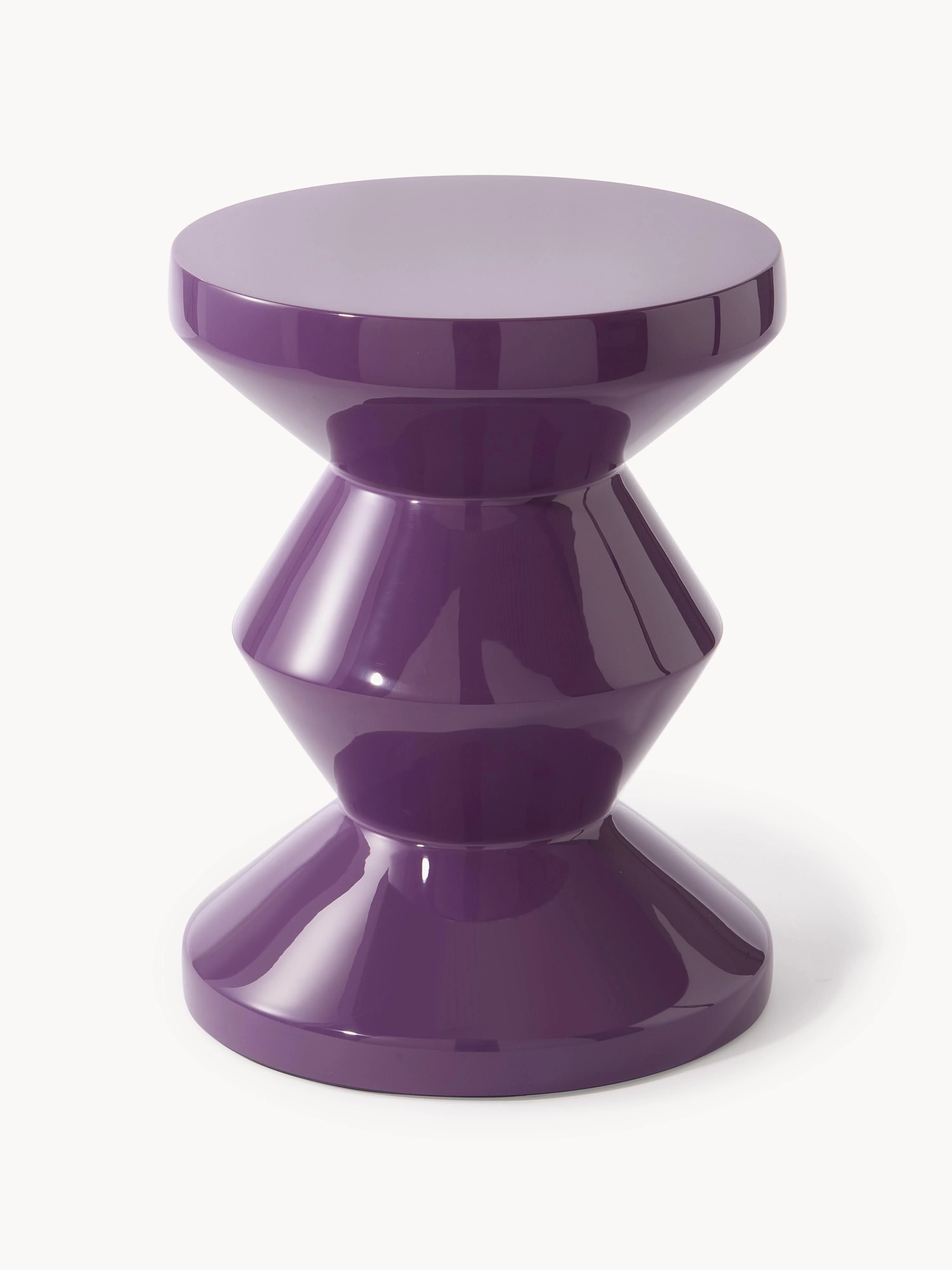 POLSPOTTEN Zig Zag round side table, Purple, shiny