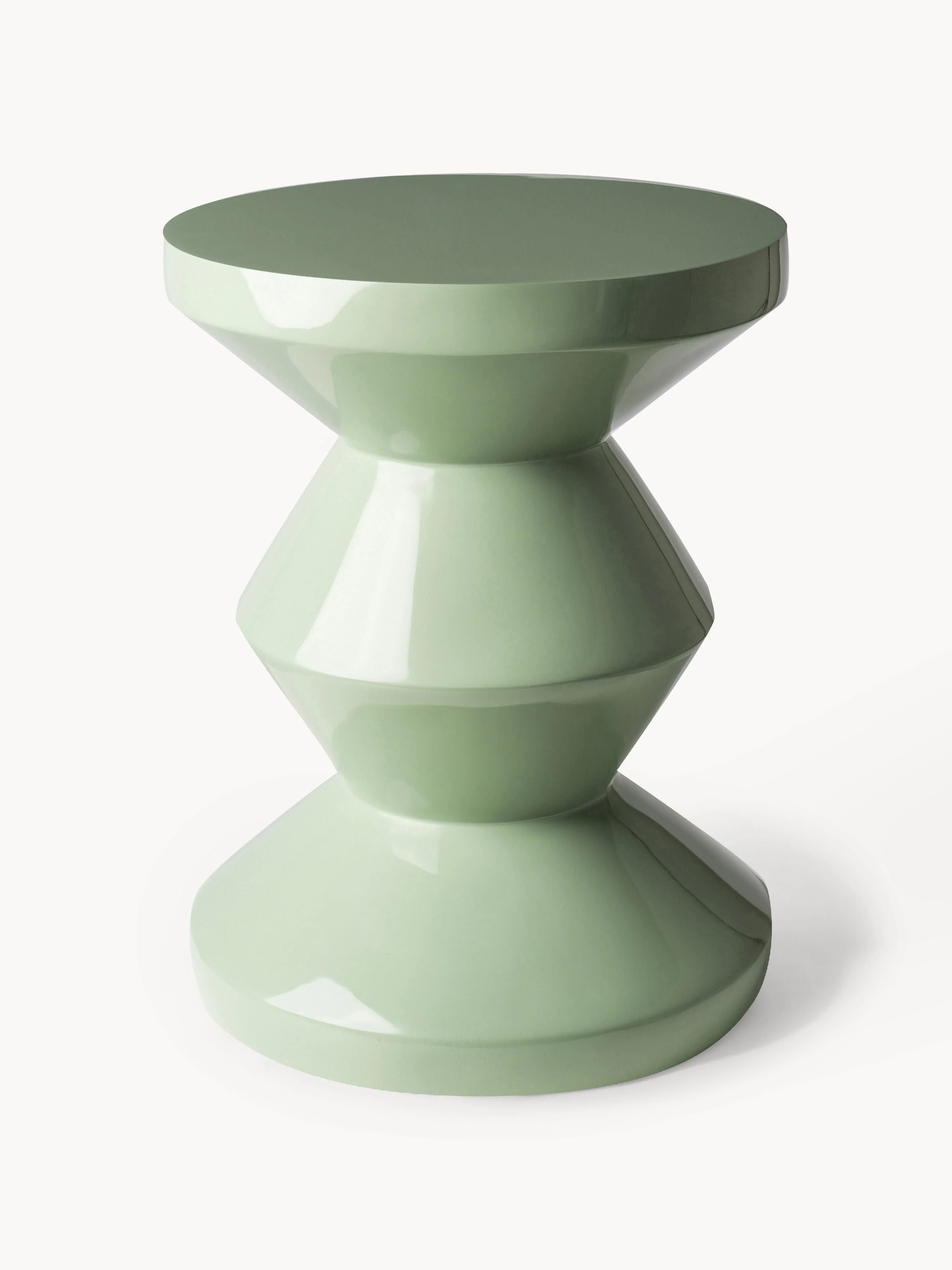 POLSPOTTEN Zig Zag round side table, Sage green, glossy