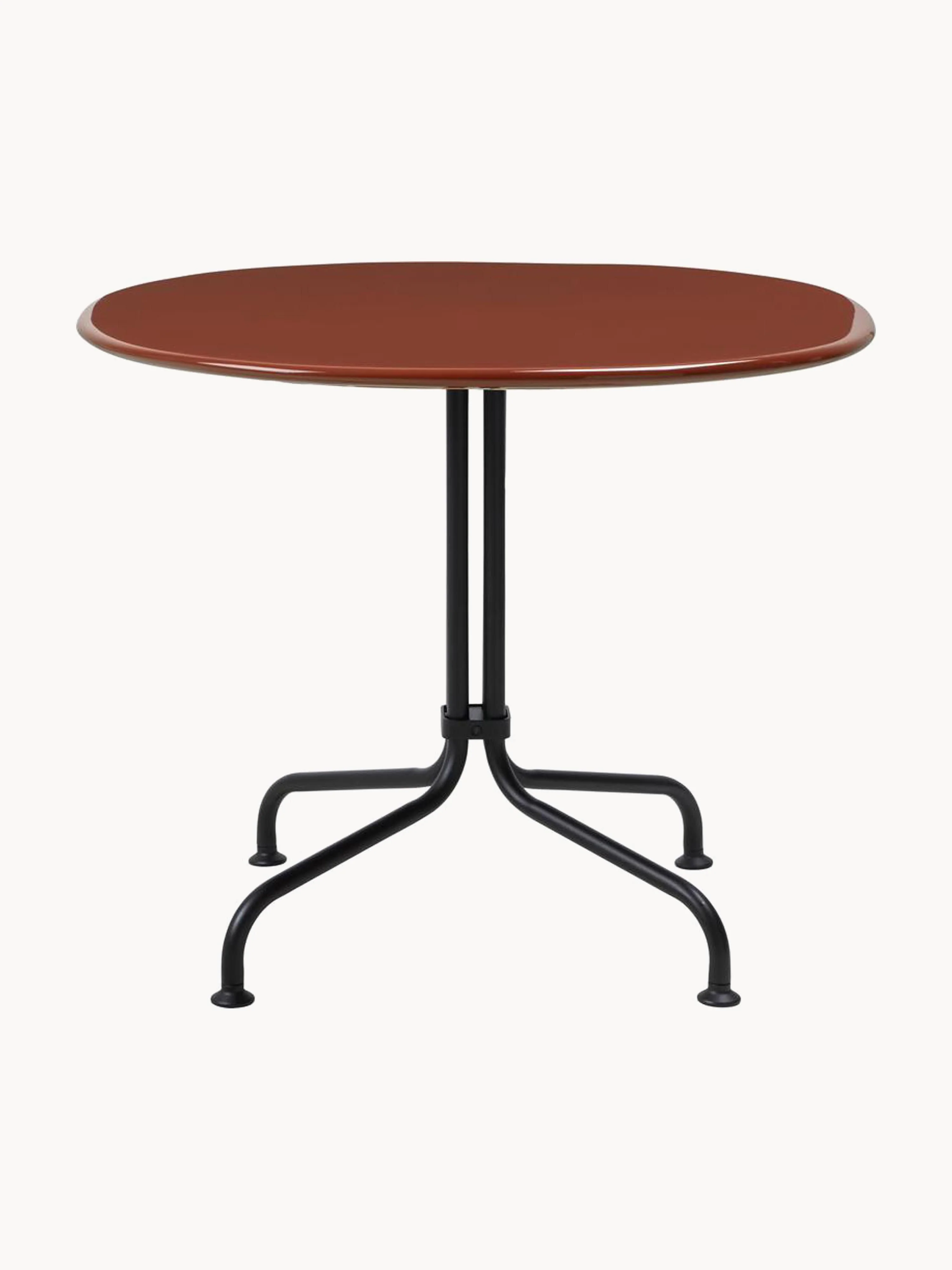gubi Carmel round bistro table with ceramic tabletop, Ø 75 x H 73 cm, Rust red, black