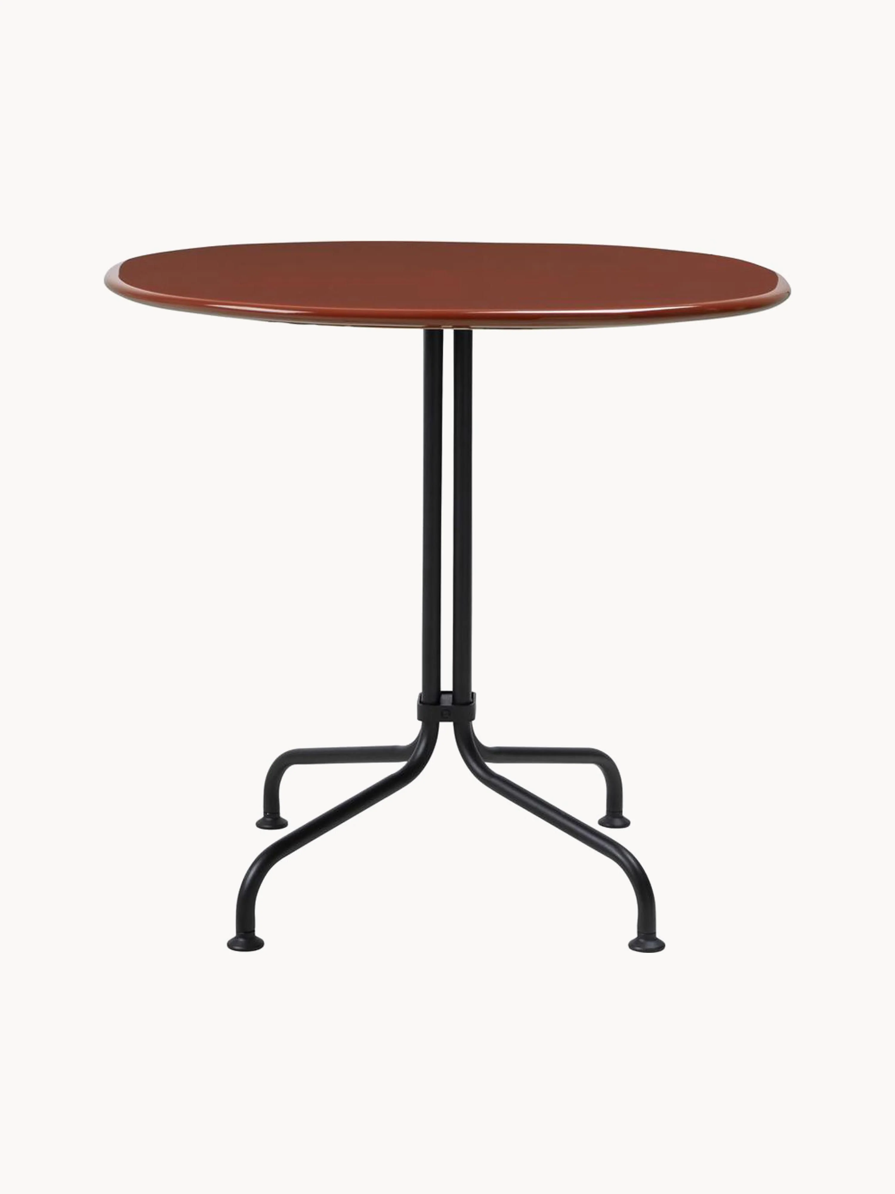 gubi Carmel round bistro table with ceramic top, Ø 75 x H 63 cm, Rust red, black