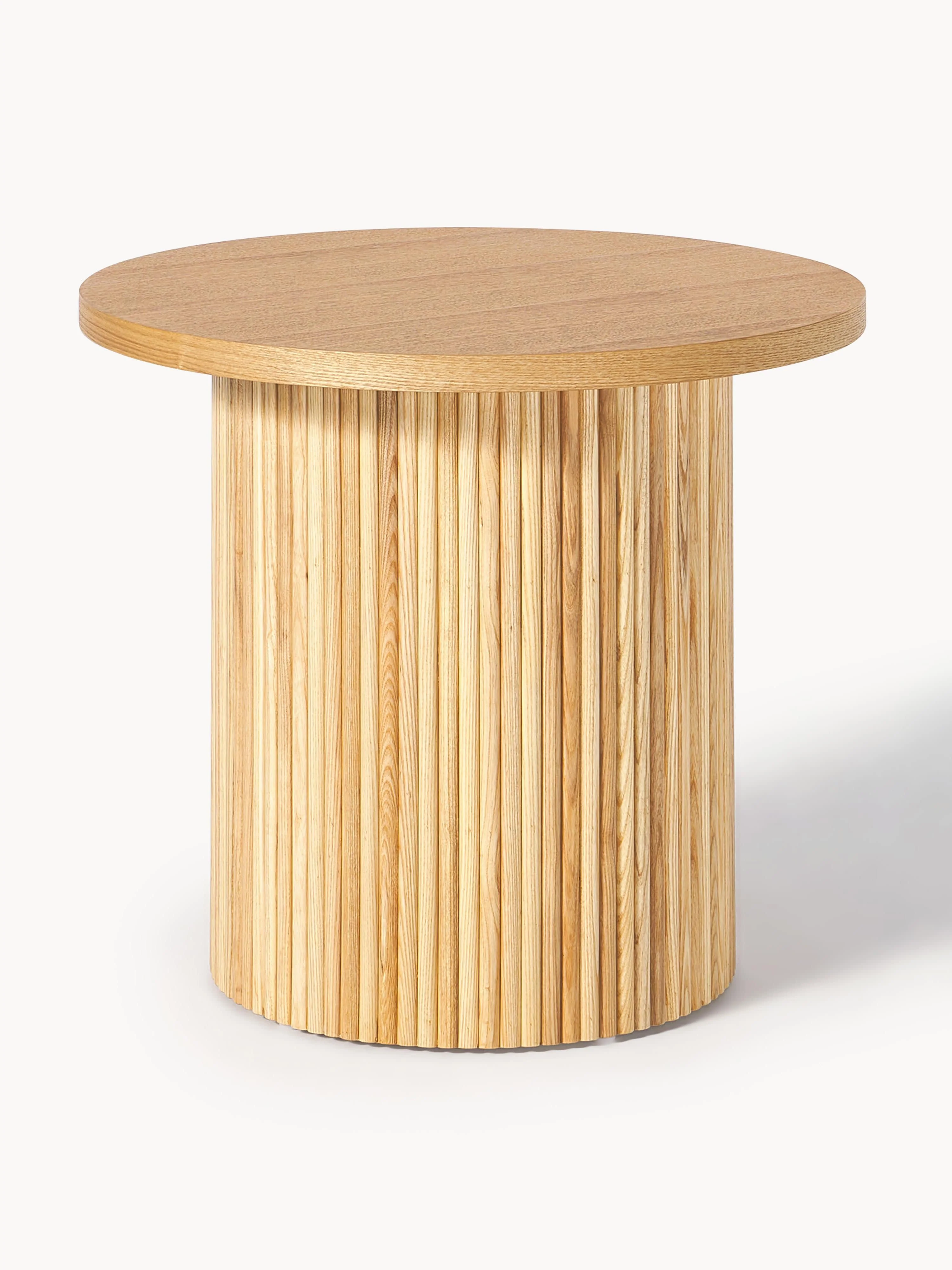 Westwing Collection Nele round wooden side table, Light ash wood