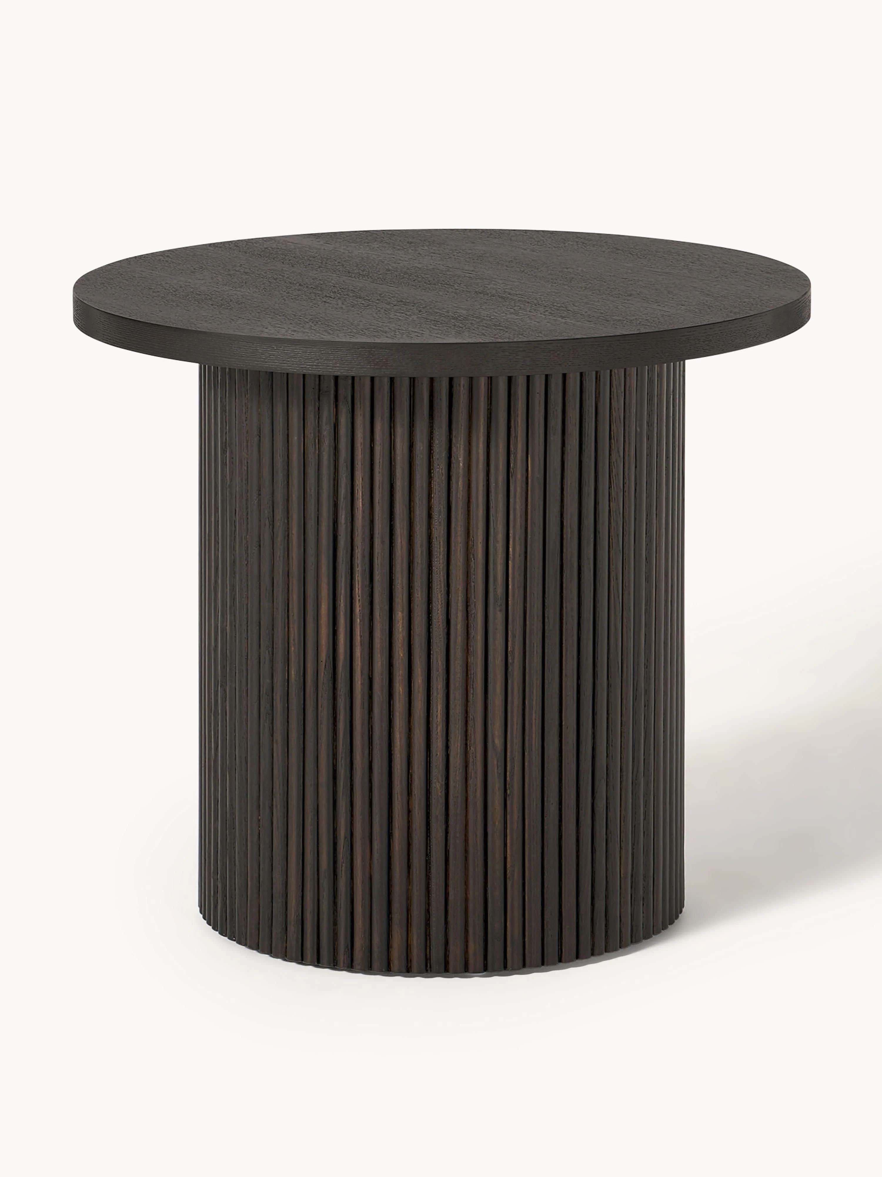 Westwing Collection Nele round wooden side table, Dark ash wood