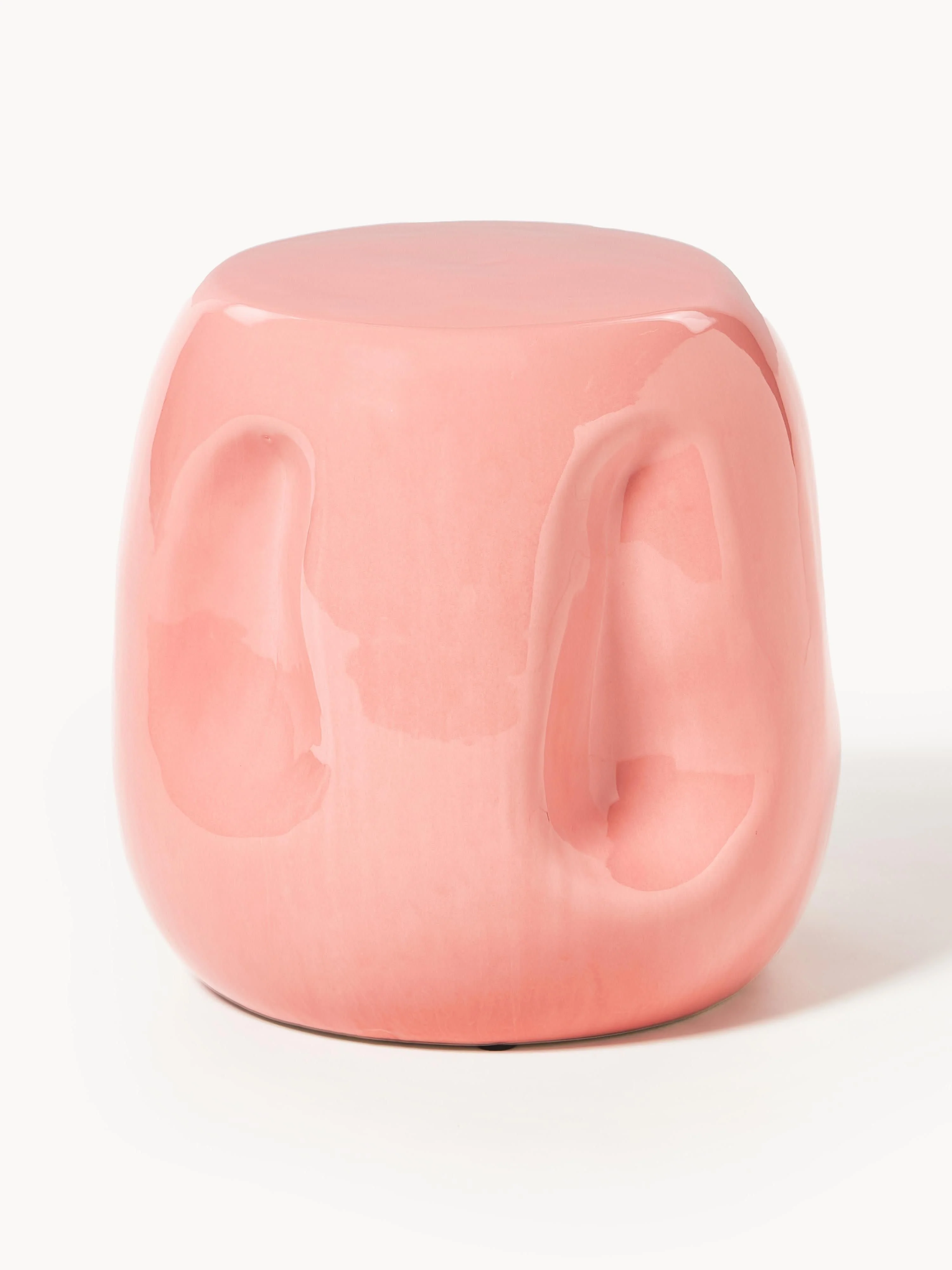 HKliving Round ceramic side table Currents, handmade