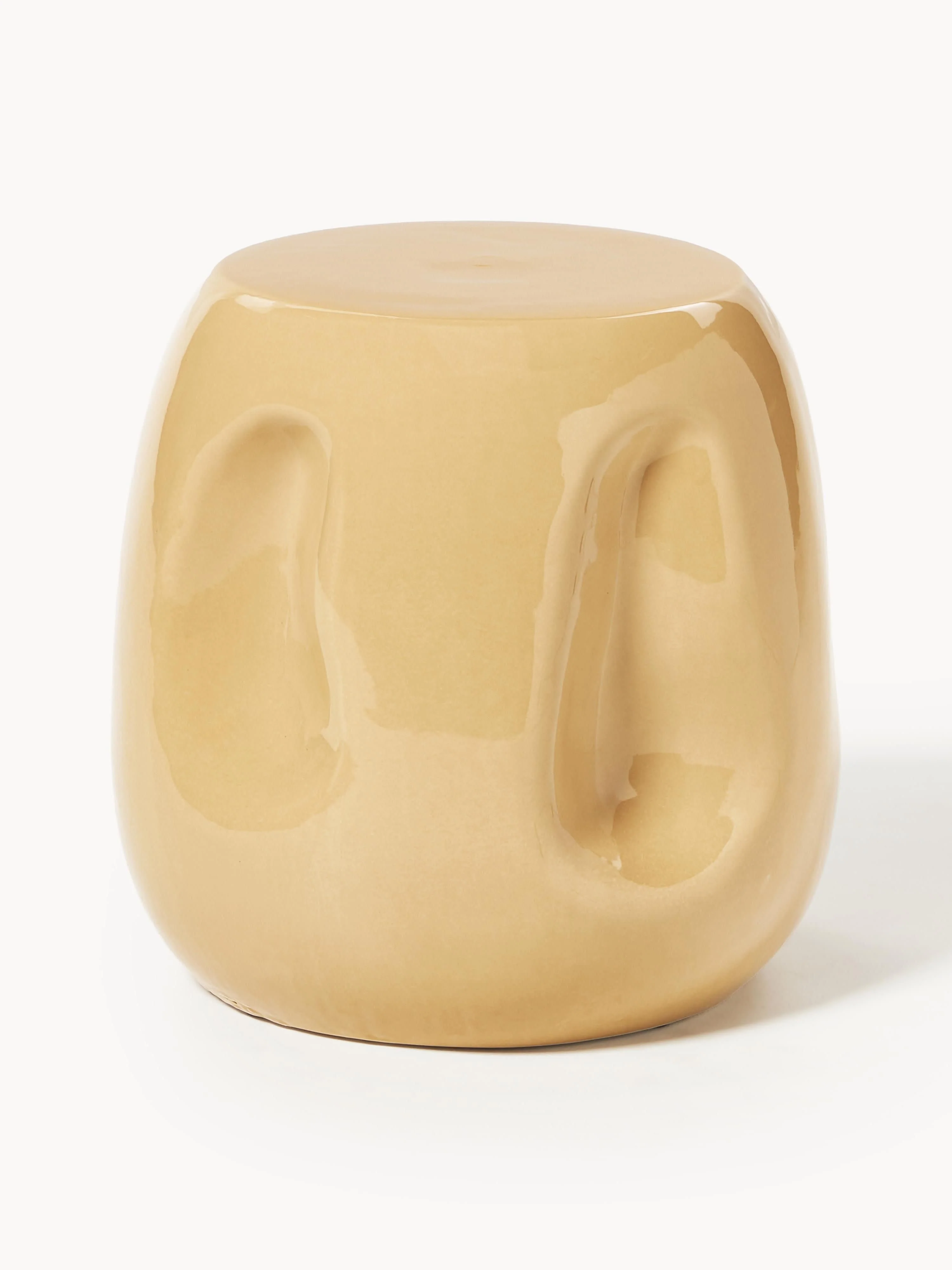 HKliving Round ceramic side table Currents, handmade, ocher