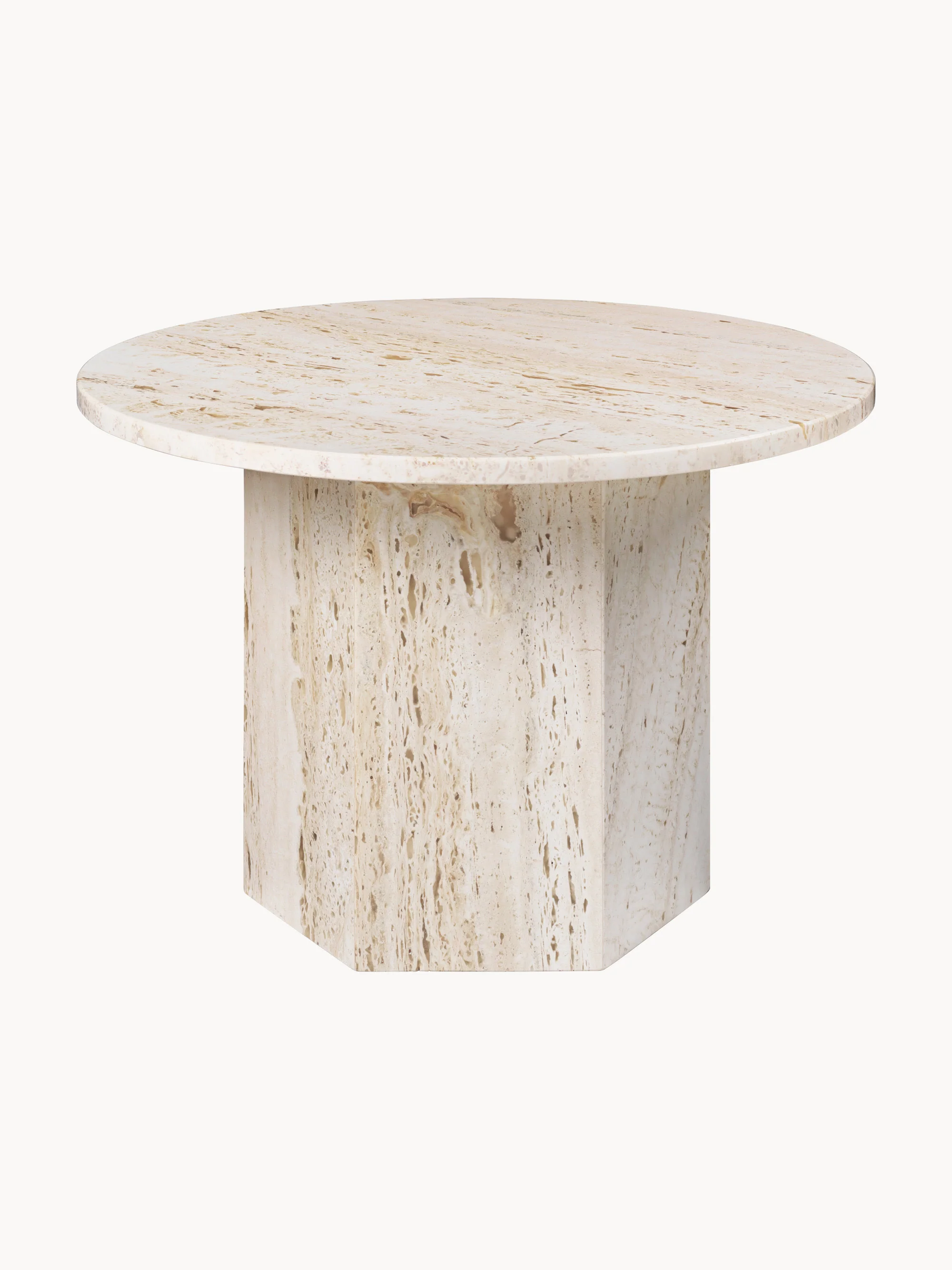 gubi Round travertine coffee table Epic, Ø 60 cm, Travertine Off White