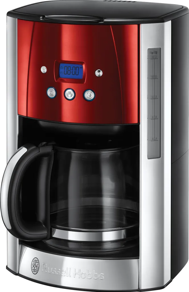 Russell Hobbs Luna Solar Red Digital Glass Coffee Maker. 23240-56