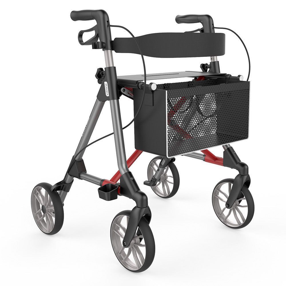 Russka lightweight rollator Elan classic seat height 54cm anthracite/dark red 1 St