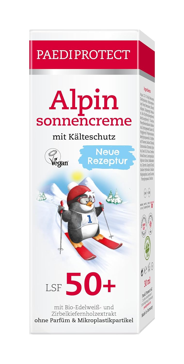 PAEDIPROTECT Alpine Sun Cream for Children and Adults 30 ml SPF 50+ Sun Cream Face Ideal for Winter, Sun Protection with Jojoba Oil, Fragrance-Free and No Microplastic