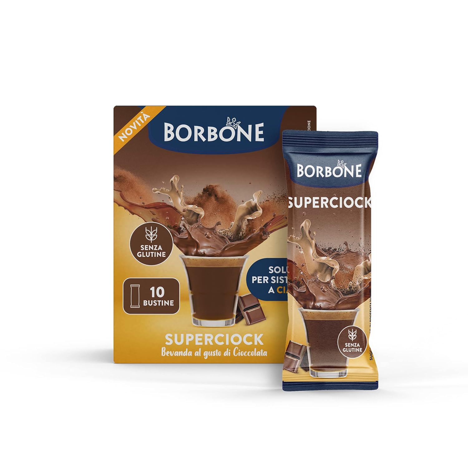 Caffè Borbone SuperCiock Powder Sticks for Drinks - 80 Sticks (8 Packs of 10) - Ideal for Pod Systems