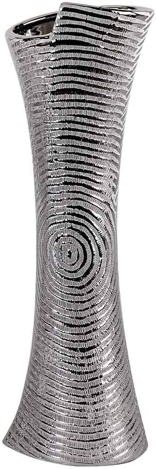 Unbekannt Modern Decorative Ceramic Vase in Silver Height 40 cm