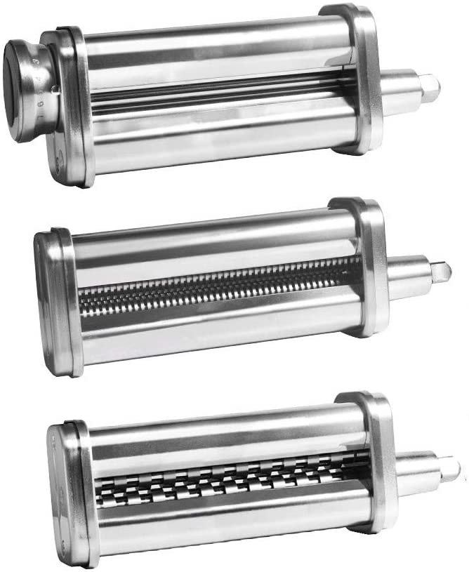 Kintar Pasta Maker Attachments for KitchenAid Stand Blender, 3 Pieces, Including Noodle Leaf Roller, Spaghetti Cutter, Fettuccine Cutter Accessories and Cleaning Brush