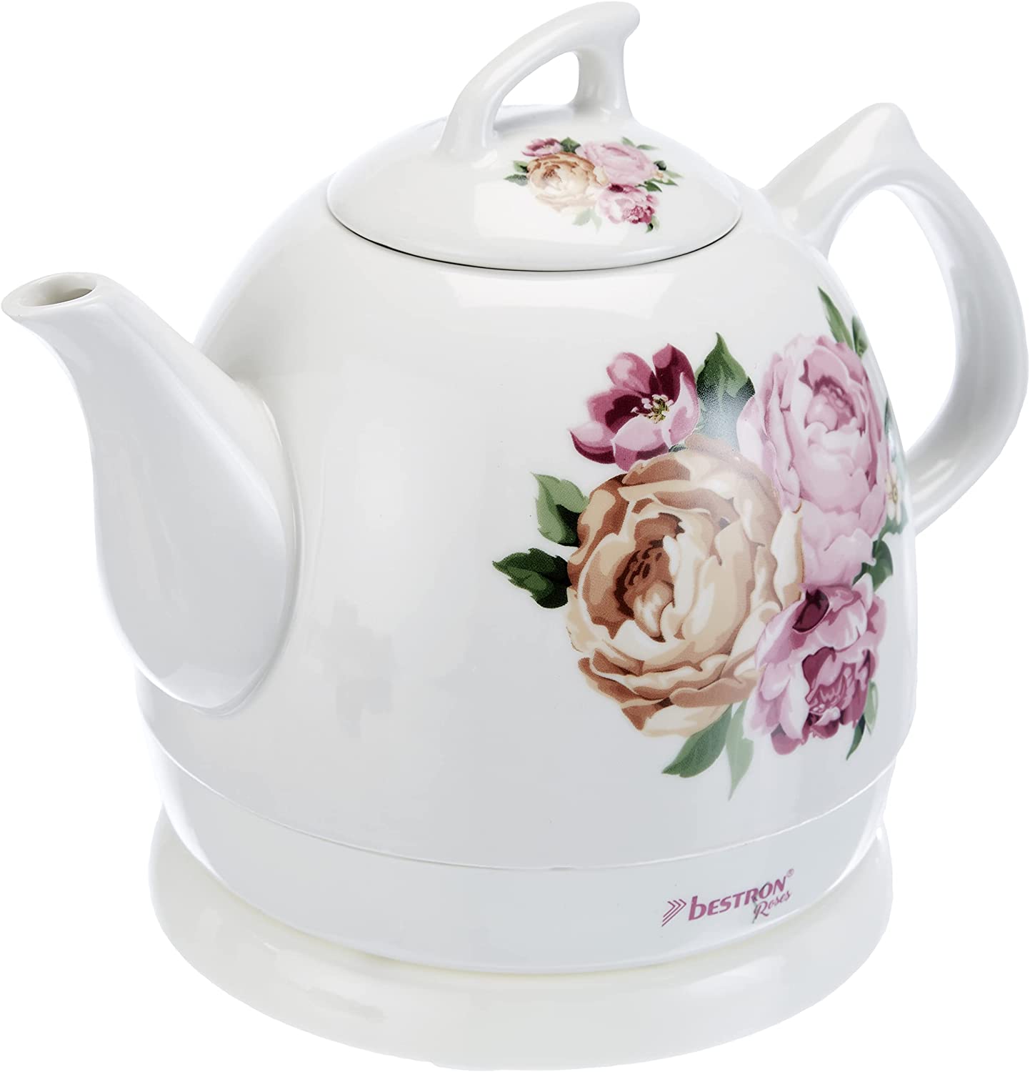 Bestron Retro Design Kettle 0.8 Litre Approx. 1800 Watt Ceramic Rose Print
