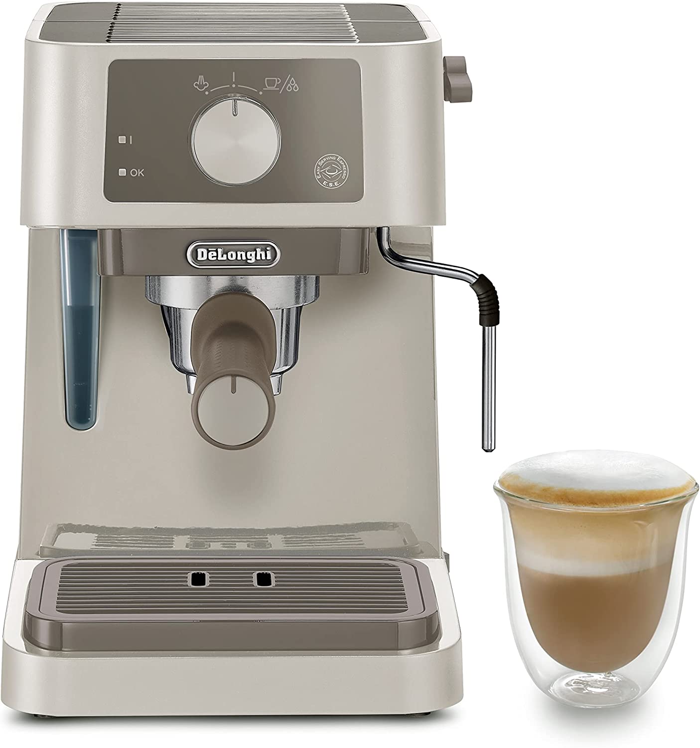 DeLonghi De\'Longhi Stilosa EC235.CR Manuelle Kaffeemaschine, Cappuccino-System, Kaffeepulver oder Kapseln E.S.E, 1 Liter Tank, 1100 W, Edelstahlkessel, 1100 W, Creme