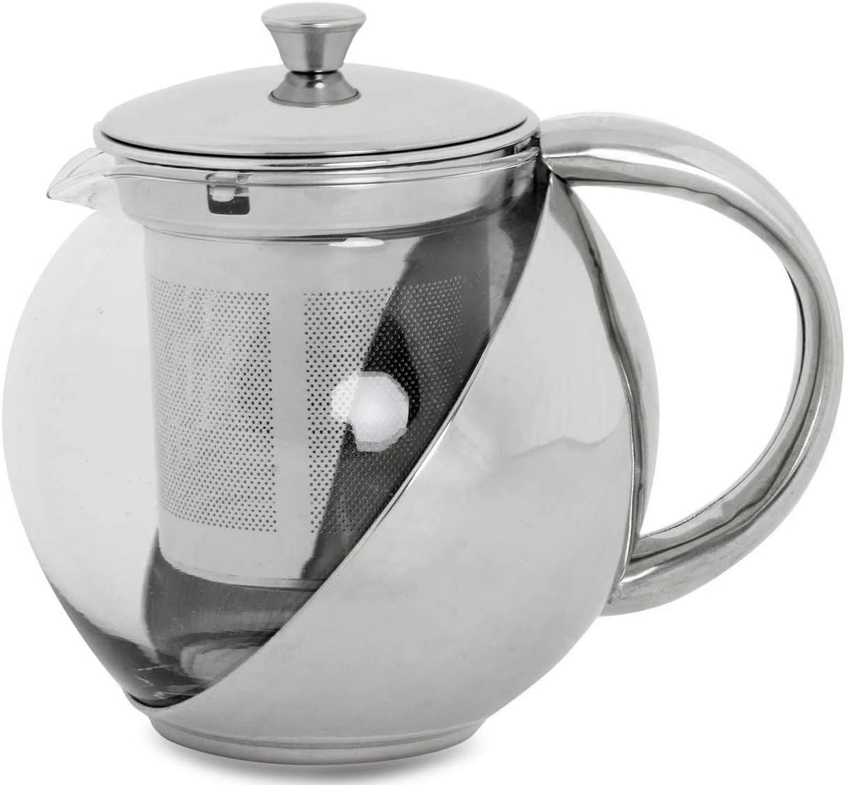 furein Multipurpose Glass and Stainless Steel Teapot for Tea, Infusion or Coffee with Filter (500ml)