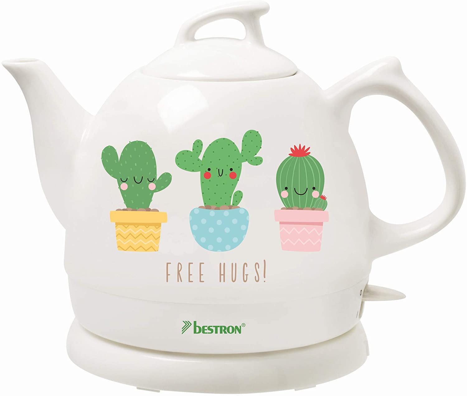 Bestron Retro Design Kettle 0.8 Litre Approx. 1800 Watt Ceramic Cactus Print