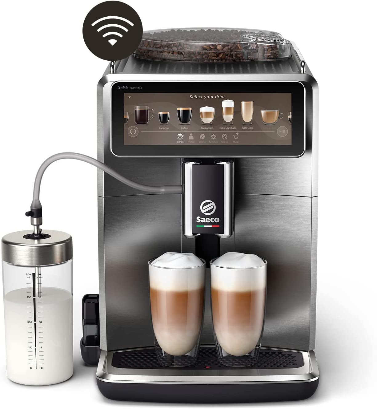 Philips Domestic Appliances Saeco SM8889/00 Xelsis Suprema Fully Automatic Coffee Machine, 22 Coffee Varieties,Touch Screen, 8 User Profiles, WiFi Connectivity, Stainless Steel