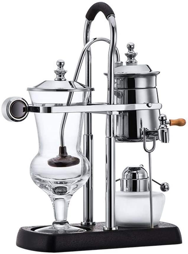 Lpinvin Coffee Siphon Coffee Appliance Household Coffee Set Syphon Coffee Brewer Syphon Coffee Made Coffee Pot Set Siphon Filter Coffee Machine (Colour: Silver, Size: 35.5 x 23.5 x 10 cm)