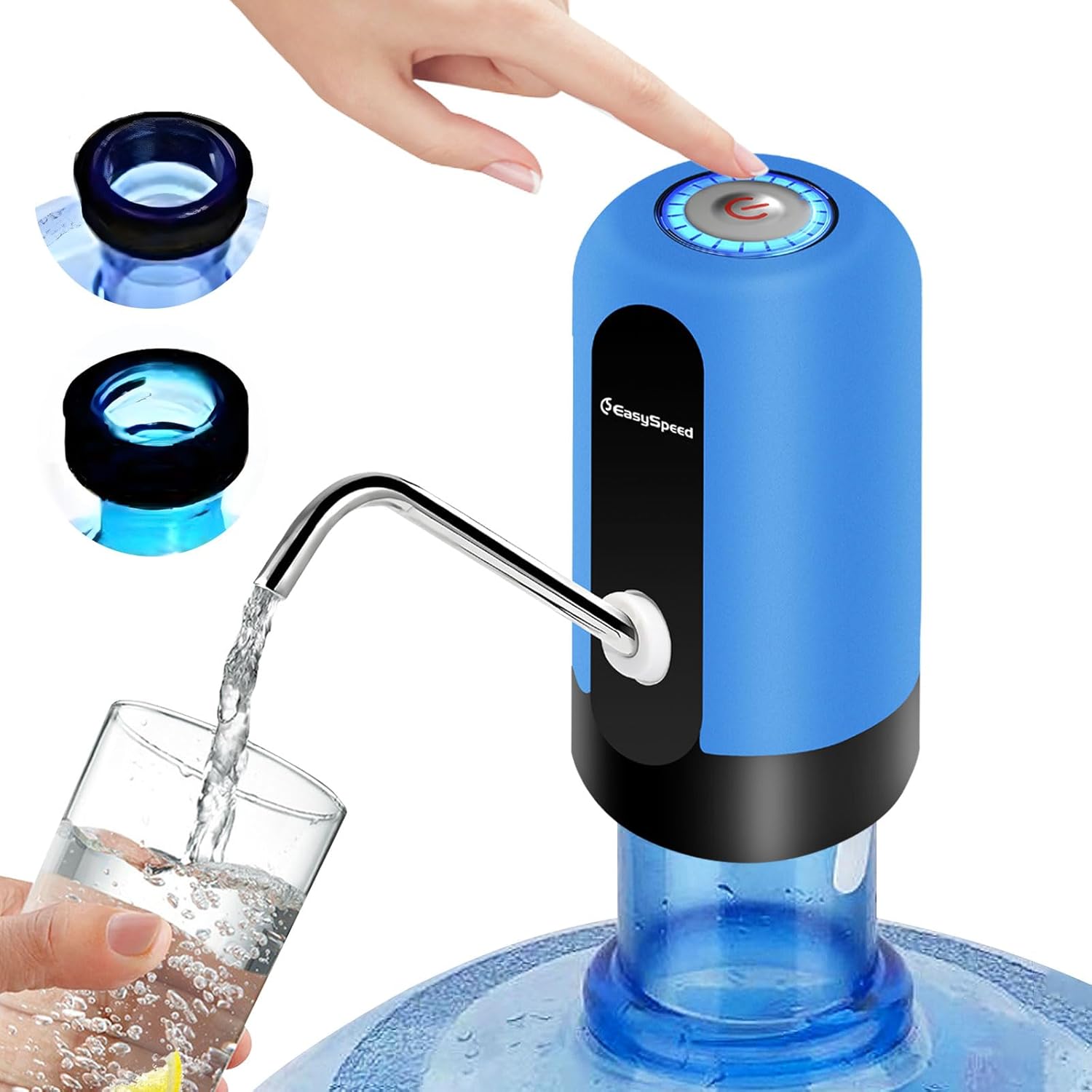 EASYSPEED Cooler & Water Dispenser for Drinking Water, Water Bottles Pump USB Rechargeable, Portable Automatic Drinking Pump, Comes with 2 Adapters Water Dispenser for Home, Office, Kitchen, Camping,
