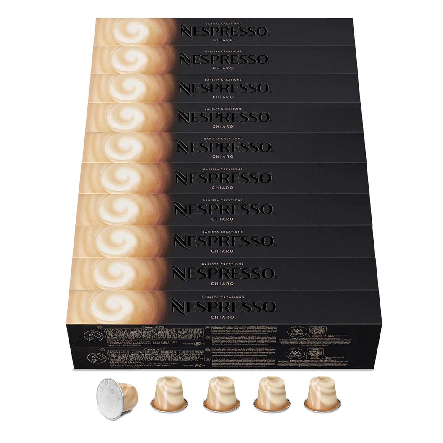 NESPRESSO Original Barista Creations Chiaro Arabica Coffee Medium Roast Ideal for All Milk Recipes such as Cappuccino Compatible with Original Capsule Machines 200 Coffee Capsules
