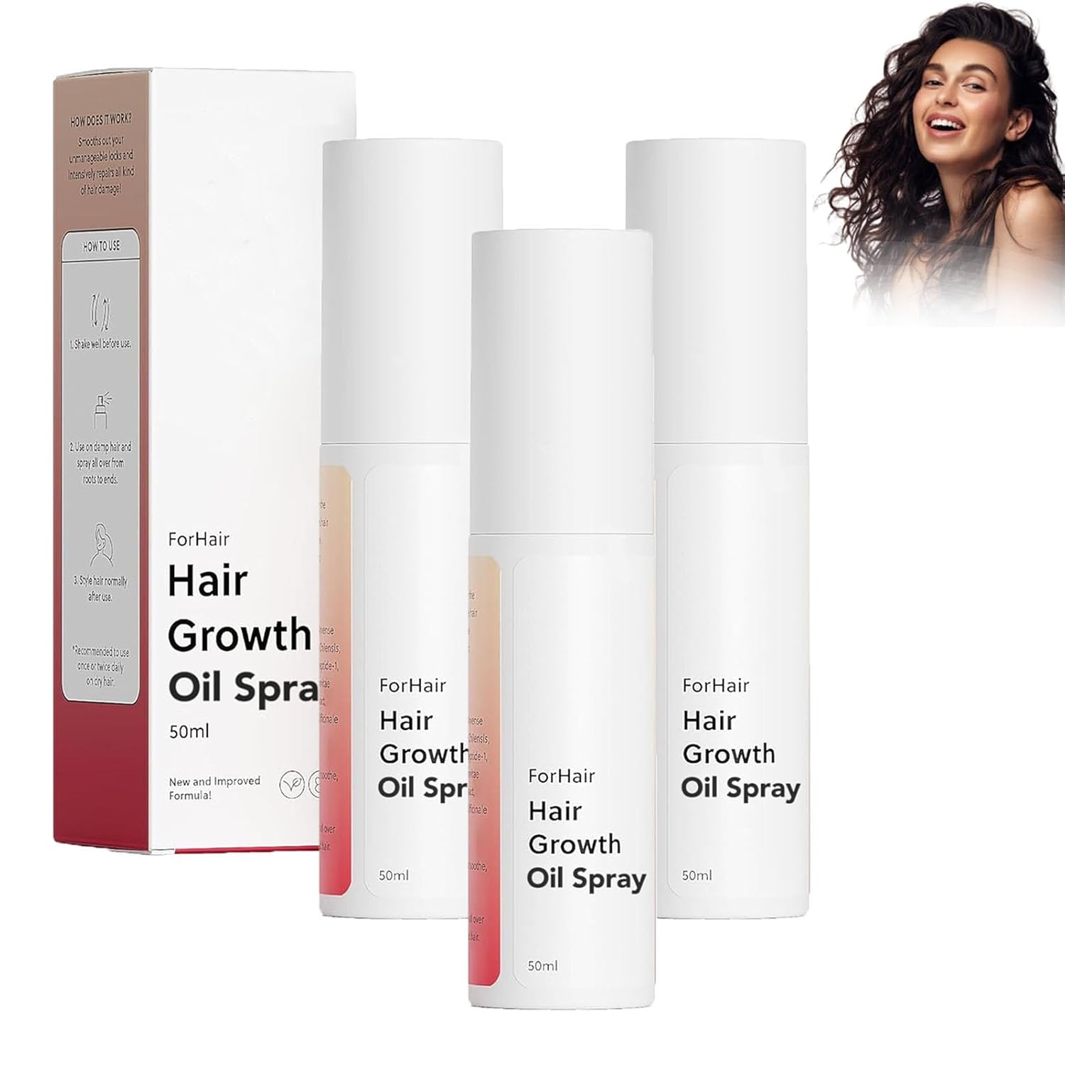 Hair Growth Oil Spray, Natural Hair Thinning Spray for Thinning Hair, Non-Greasy, Damage Repair, Loss Prevention (3 Pieces)