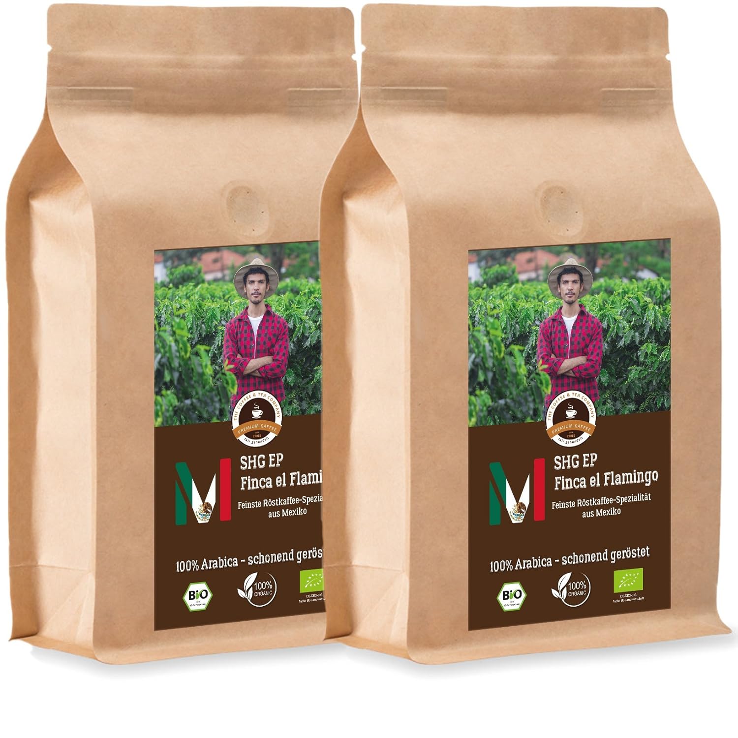 Kaffee Globetrotter Coffee Globetrotter - Bio Mexico Finca El Flamingo - 2 x 1000 g Whole Bean - for Fully Automatic Coffee Grinder - Roasted Coffee from Organic Cultivation | Gastropack Economy Pack