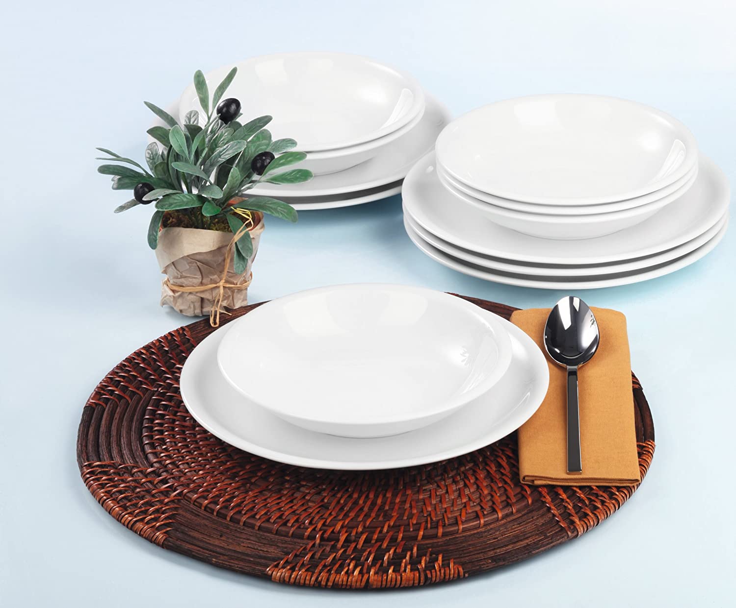 dinner set 12 pcs compact weiss uni 00007 by Seltmann Weiden