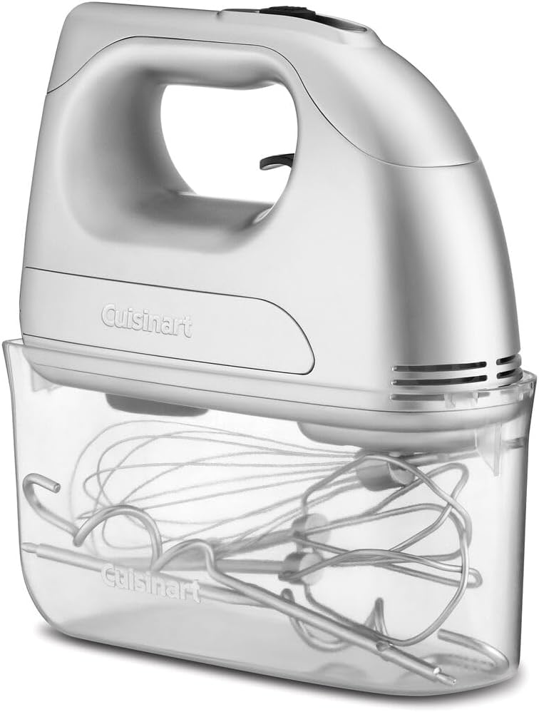 Cuisinart Power Advantage 7-Speed ​​Hand Mixer, Whisk, Dough Hook, Stainless Steel Whisk, 7 Speeds, 200 W Motor, Clip-on Storage Case, Electric Hand Mixer, Silver