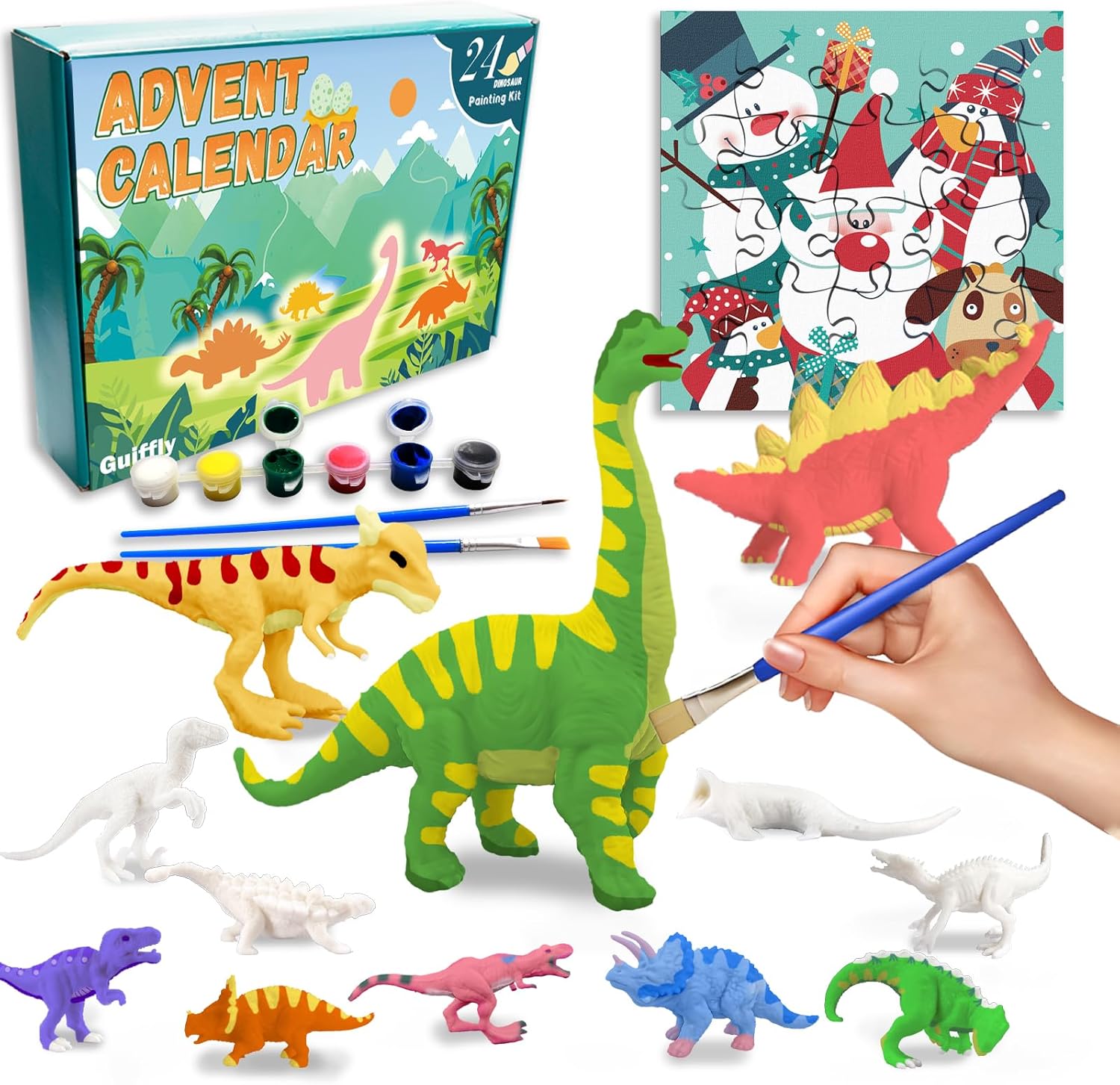 Advent Calendar 2024 Children, Dino Advent Calendar 2024, Painting Set for Children, Dinosaurs, Creative Advent Calendar Set for Children, Best Christmas Gifts for Boys Advent Calendar 4 5 6 7 8 9 10