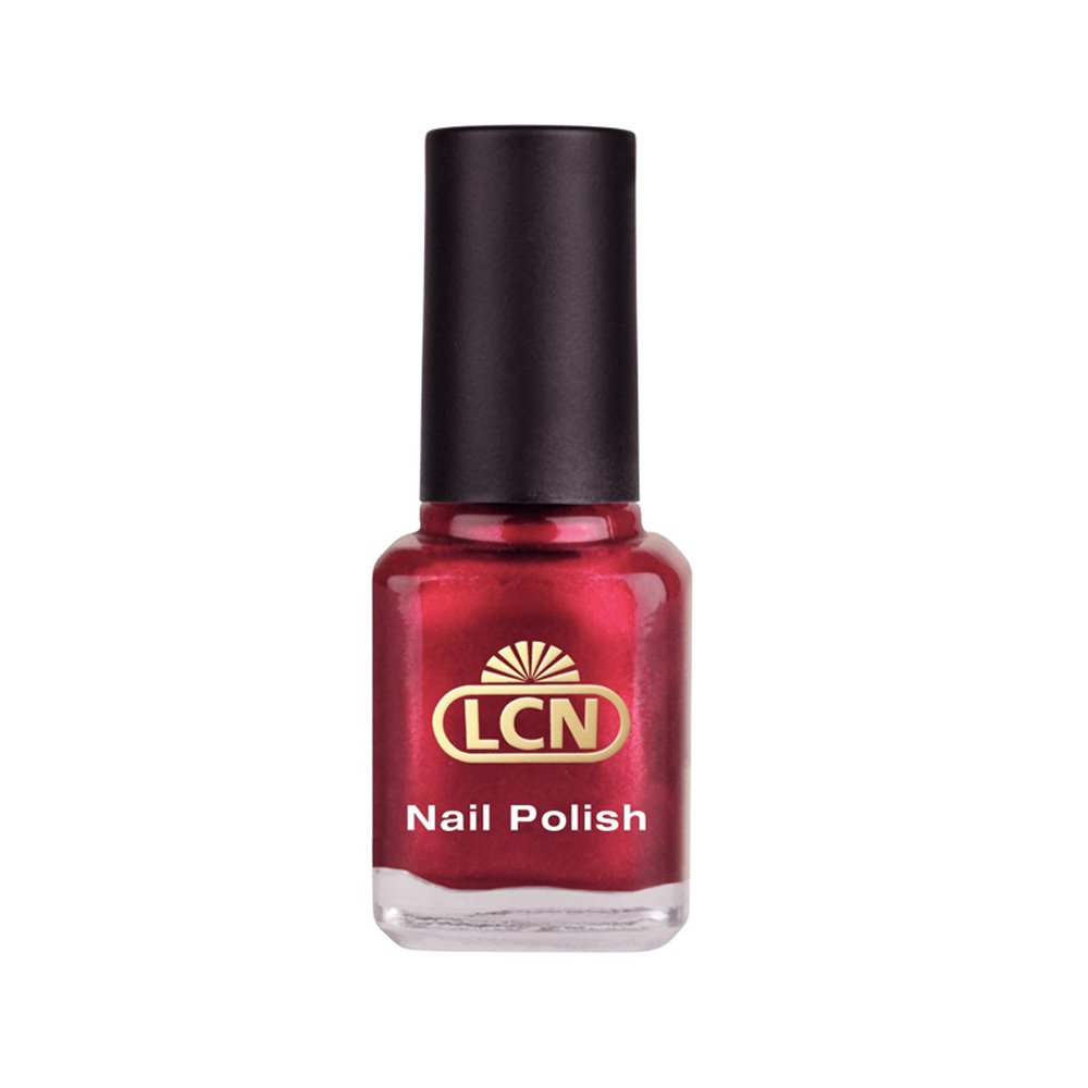 LCN Glue Wine Nail Polish 244 Shimmer Finish 8ml, berry red ‎deep