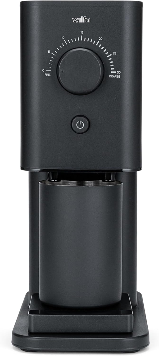 Wilfa ZENSE Coffee Grinder - 30 Grinding Levels - 40 mm Stainless Steel Flat Grinder - Antistatic - Airtight Sealed Bean Container (Black)