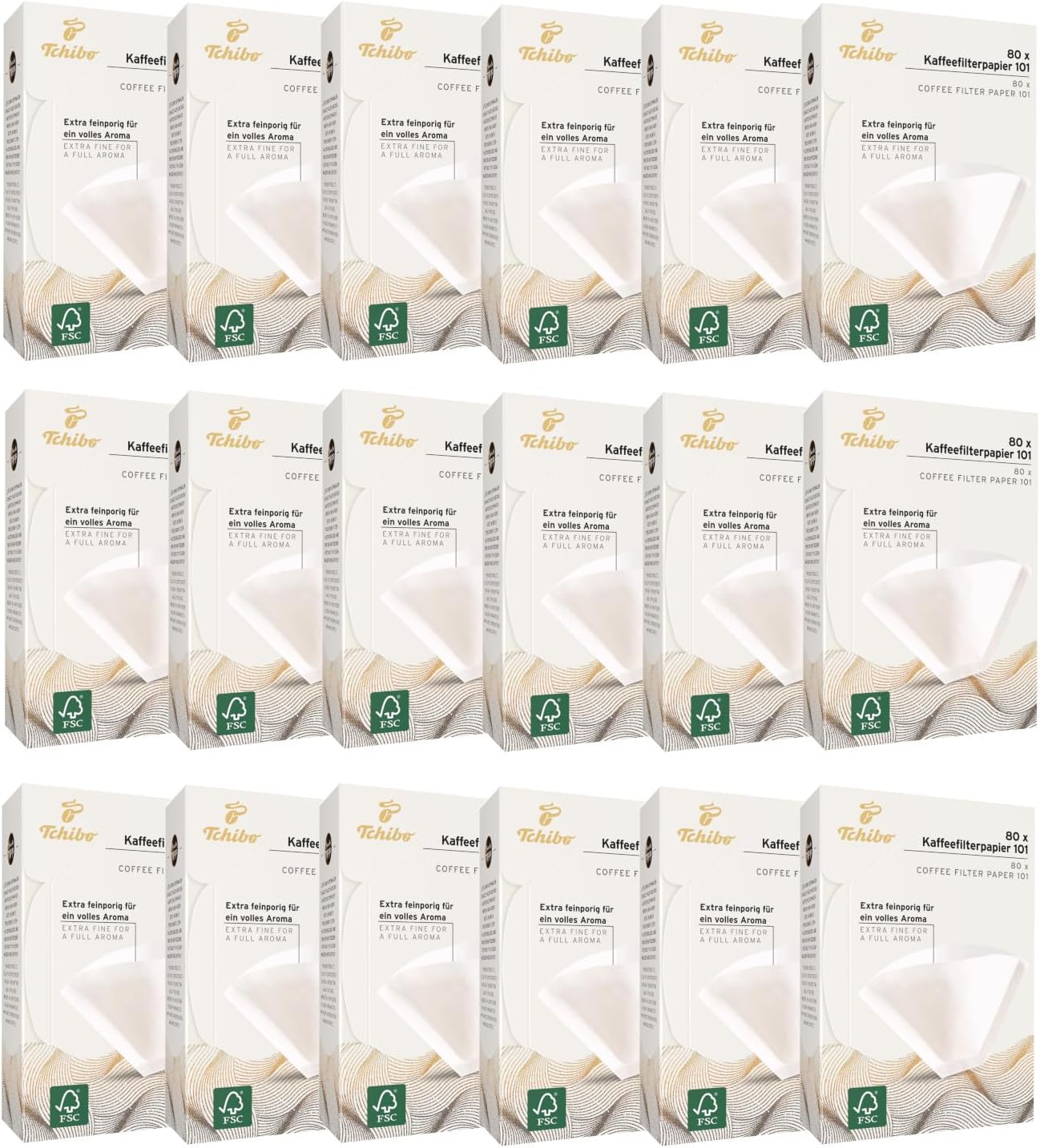 Tchibo Coffee Filters Size 101 Bulk Pack of 1440 - Premium Quality Paper Filter Bags 18 x 80 cm, Sustainable, Aromatic, Compostable & Environmentally Friendly, White