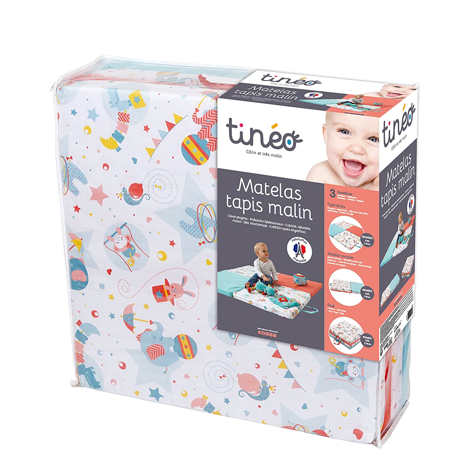 TINEO 600260 Play and Sleeping Mattress 3in1 blue/orange