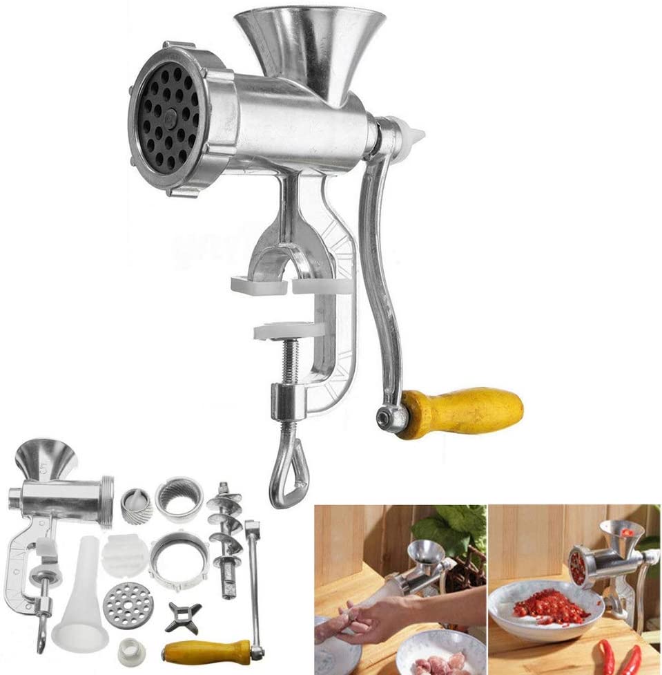 LifBetter Manual Meat Mincer Manual Meat Mincer Aluminum Mincer for Pork Fish Chicken Pepper Mushroom