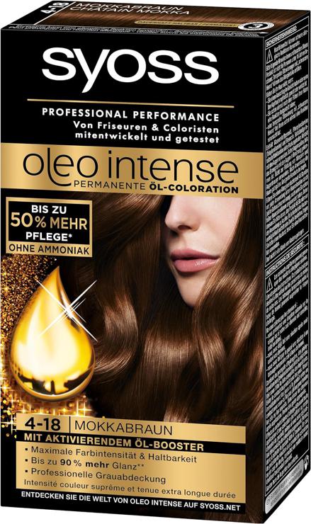 Syoss Oleo Intense Coloration 4-18 Mocha Brown Pack of 3 x 115 ml