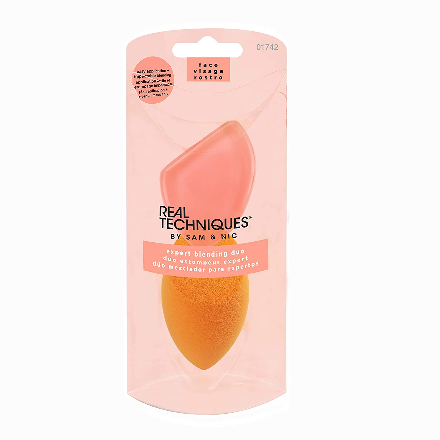 Real Techniques Expert Blending Duo Makeup Sponge and Application Surface (Packaging and Colour May Vary), pink ‎orange