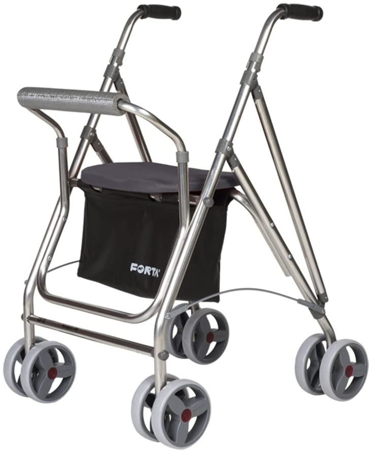 Forta Rollator for Seniors Aluminium Rollator with Seat Folding Aluminium Rollator Grey
