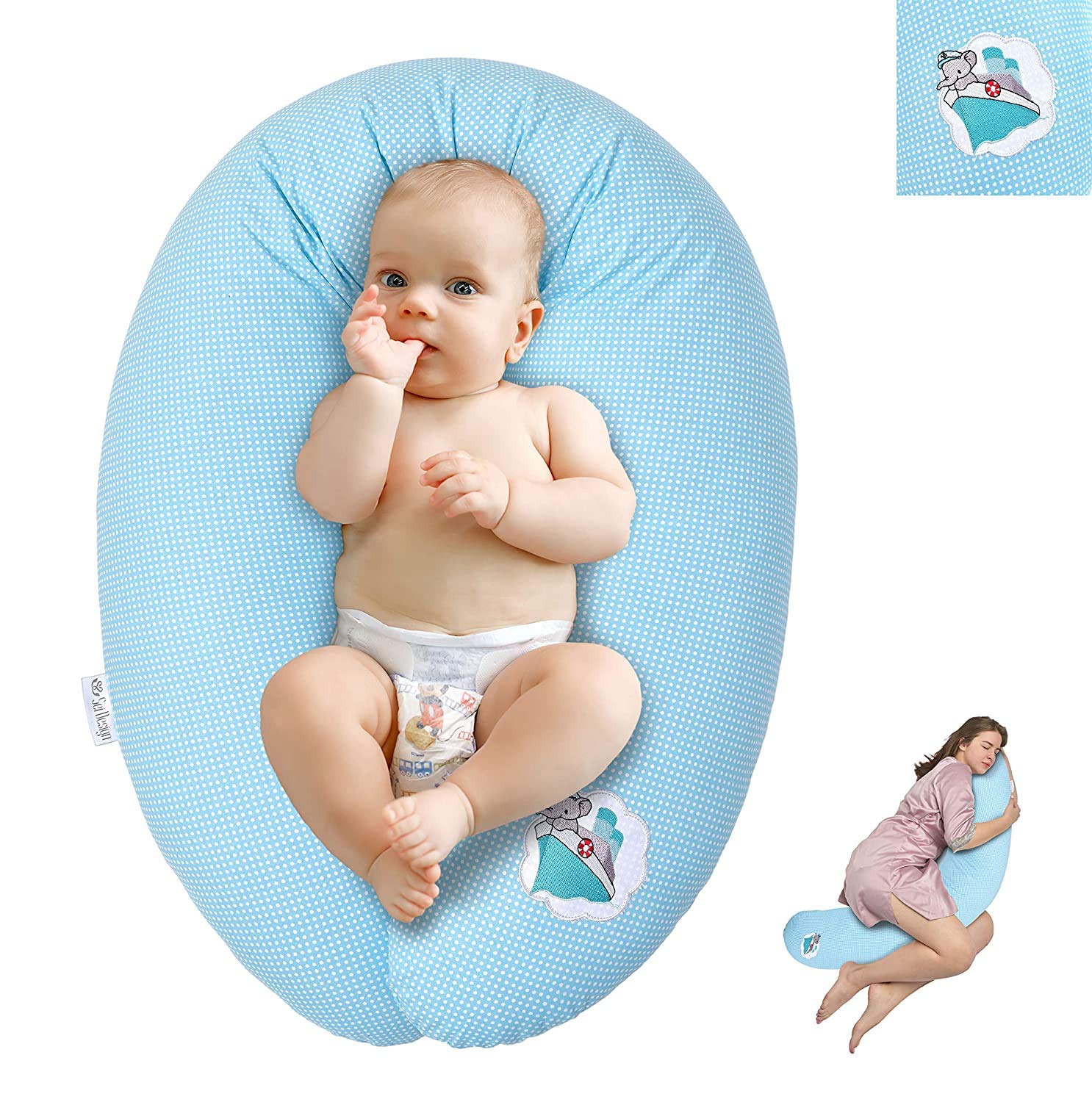 sei Design Quality Baby Nursing Cushion Maternity Pillow by Be Design 170 x 30 cm, Filling From 3-D fiber ball – Super Soft and Comfortable. Cover with High-Quality Embroidery.