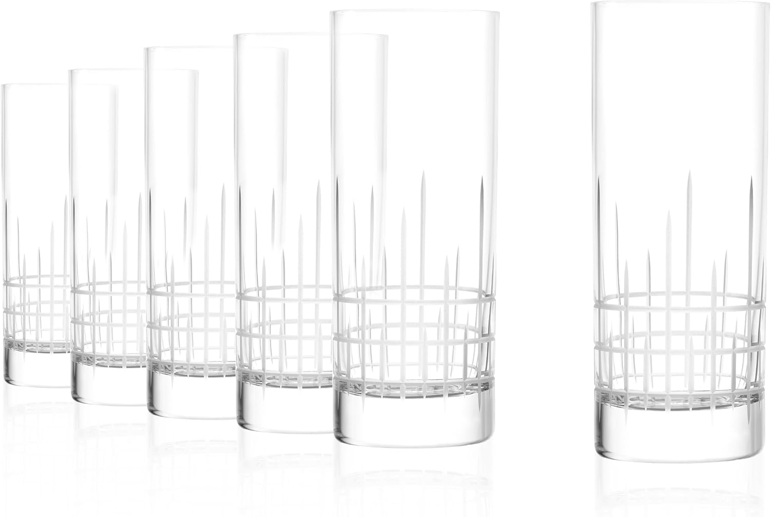 Stölzle Lausitz Store Stölzle Lausitz NYB Manhattan Long Drink Glasses Set of 6 405 ml - Stylish Drinking Glasses Ideal for Cocktails, Water & Juices - High Quality Crystal Glass Water Glasses - Dishwasher & Shockproof
