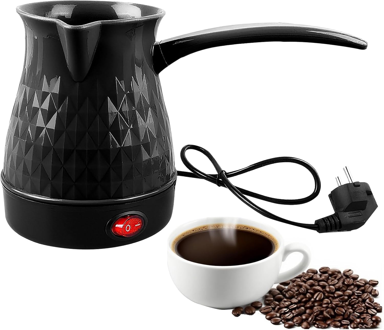 Electric Turkish Coffee Maker 500ml 600W Washable Black Turkish Coffee Maker, Mocha and Tea Maker, Ideal for Home & Office