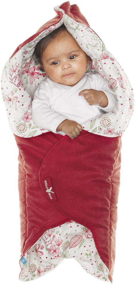 Wallaboo Heart For Baby Seat/Car, Buggy, Pram, Crib, Stunning Flower Suede and Cotton red