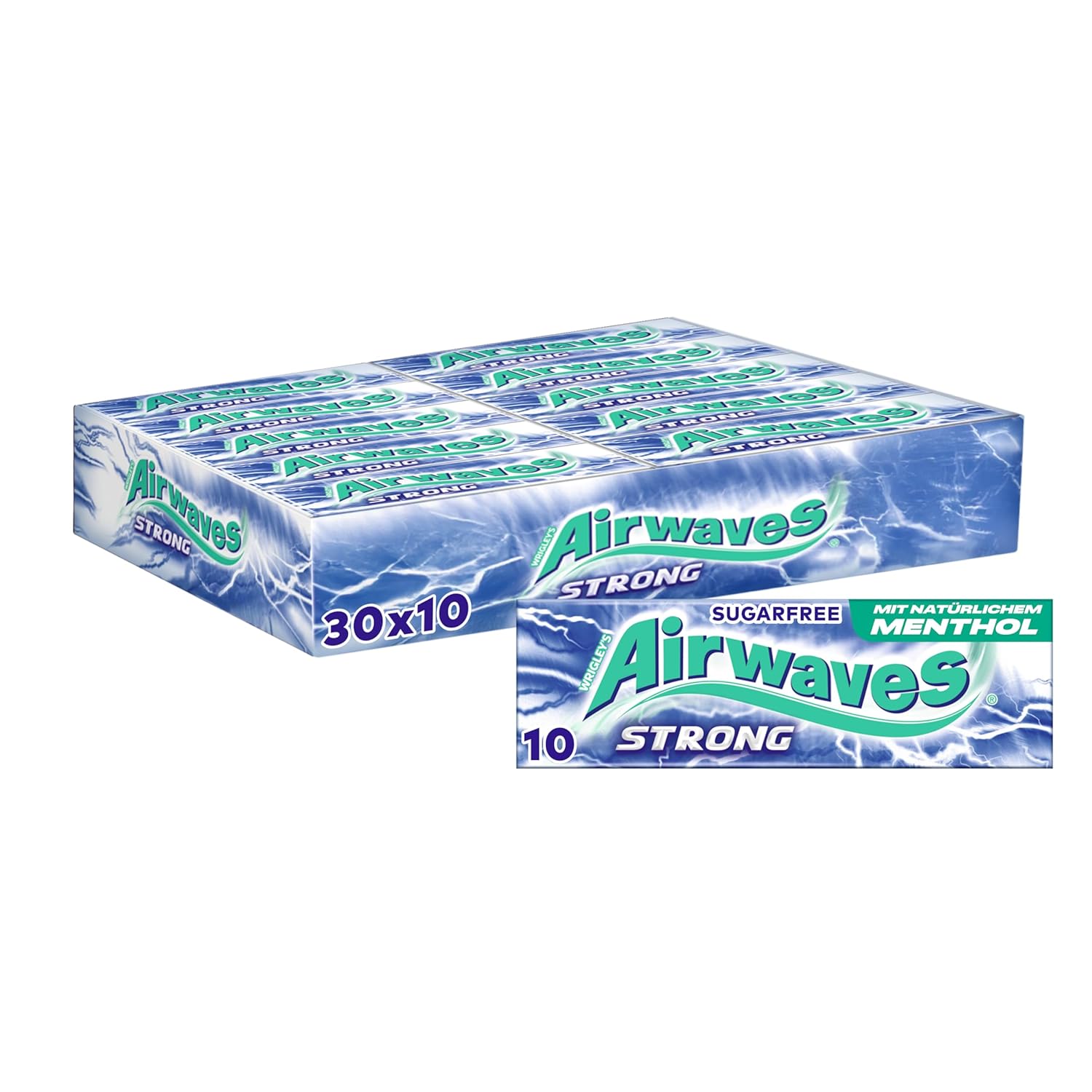 AIRWAVES Store Airwaves Chewing Gum Sugar Free, Strong, 30 x 10 Dragees, Bulk Pack Chewing Gum, with Natural Menthol, Chewing Gum without Sugar with Mint Freshness (300 Dragees)