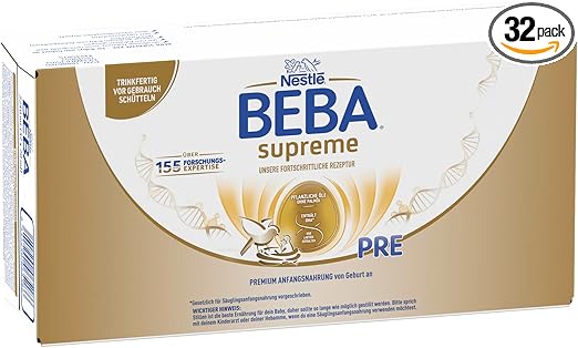 Nestlé BEBA SUPREME PRE Anfangsmilch: trinkfertige Portionsflaschen, mit Omega 3, 32er Pack (32 x 70 ml)